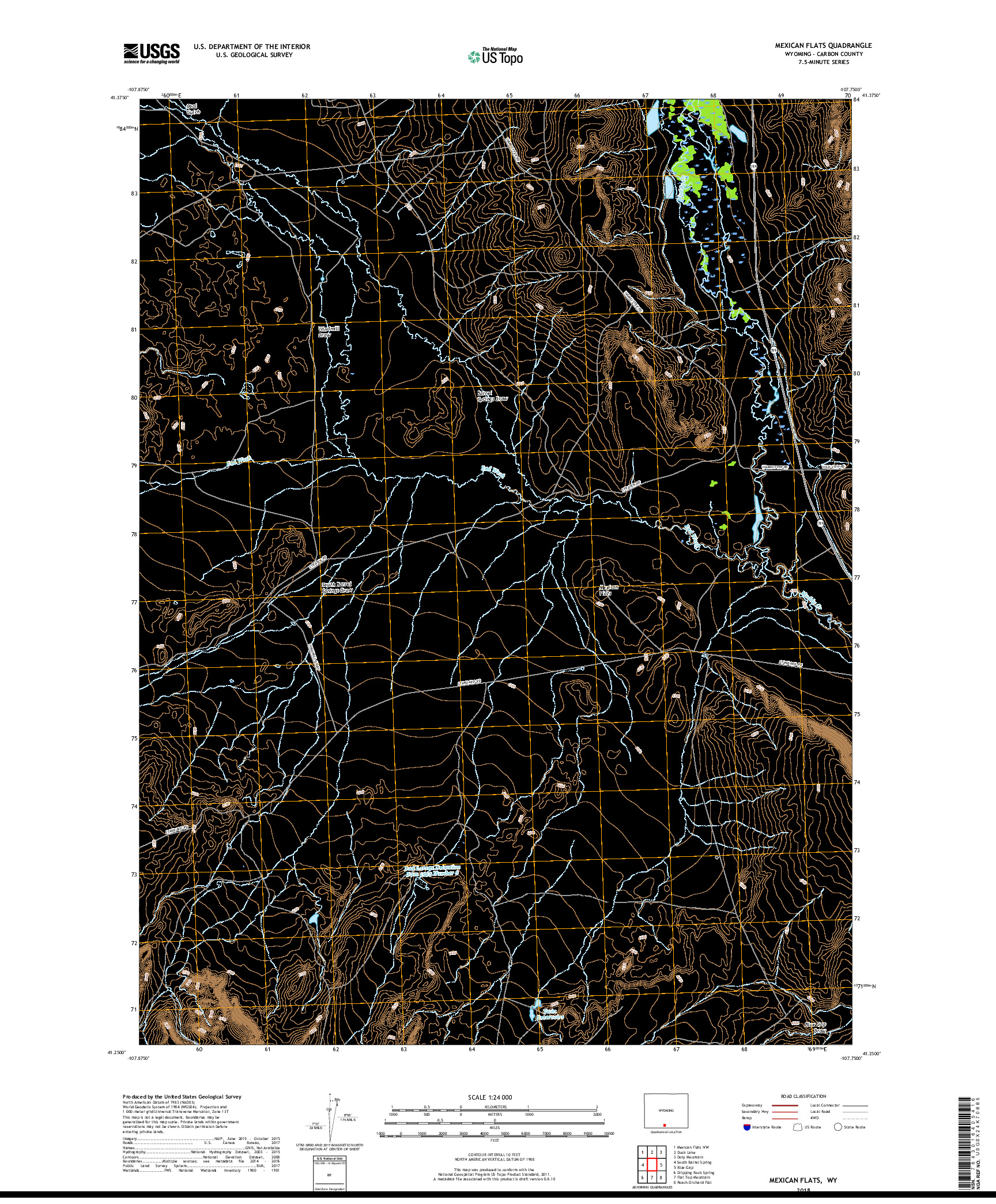 USGS US TOPO 7.5-MINUTE MAP FOR MEXICAN FLATS, WY 2018