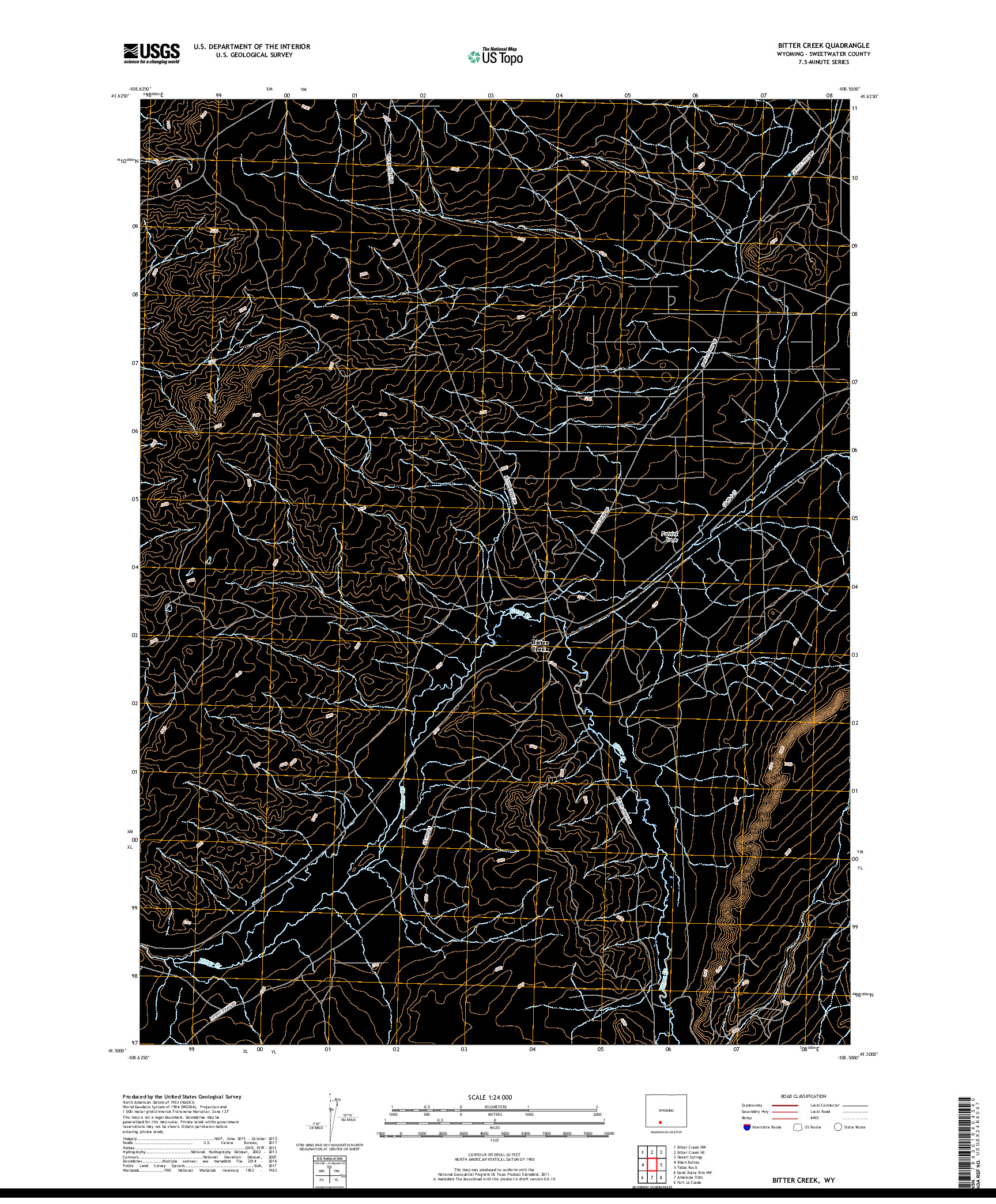 USGS US TOPO 7.5-MINUTE MAP FOR BITTER CREEK, WY 2018