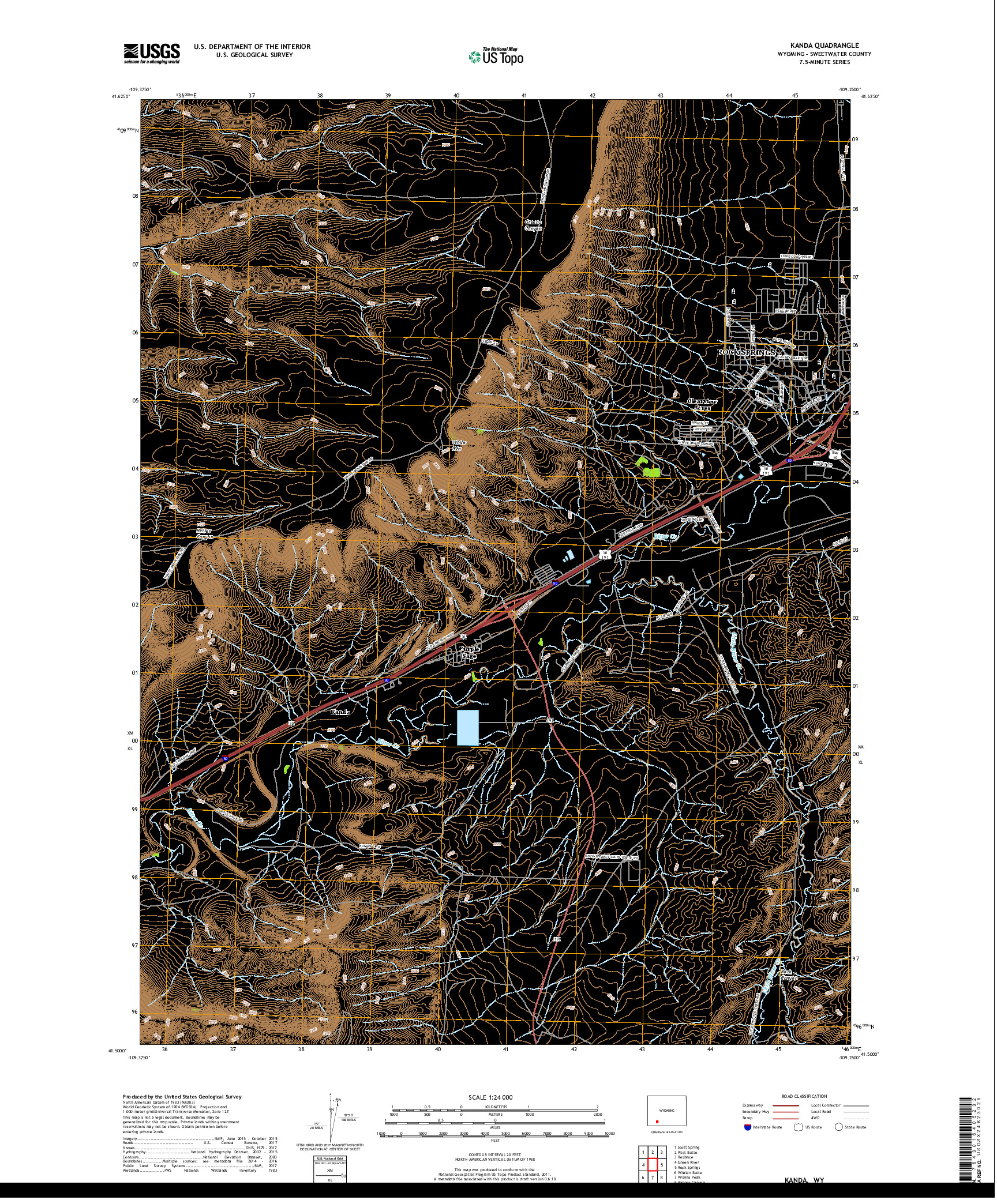 USGS US TOPO 7.5-MINUTE MAP FOR KANDA, WY 2018