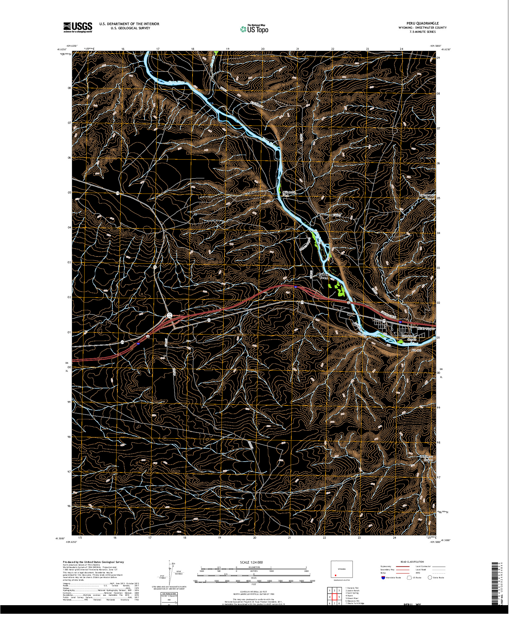 USGS US TOPO 7.5-MINUTE MAP FOR PERU, WY 2018