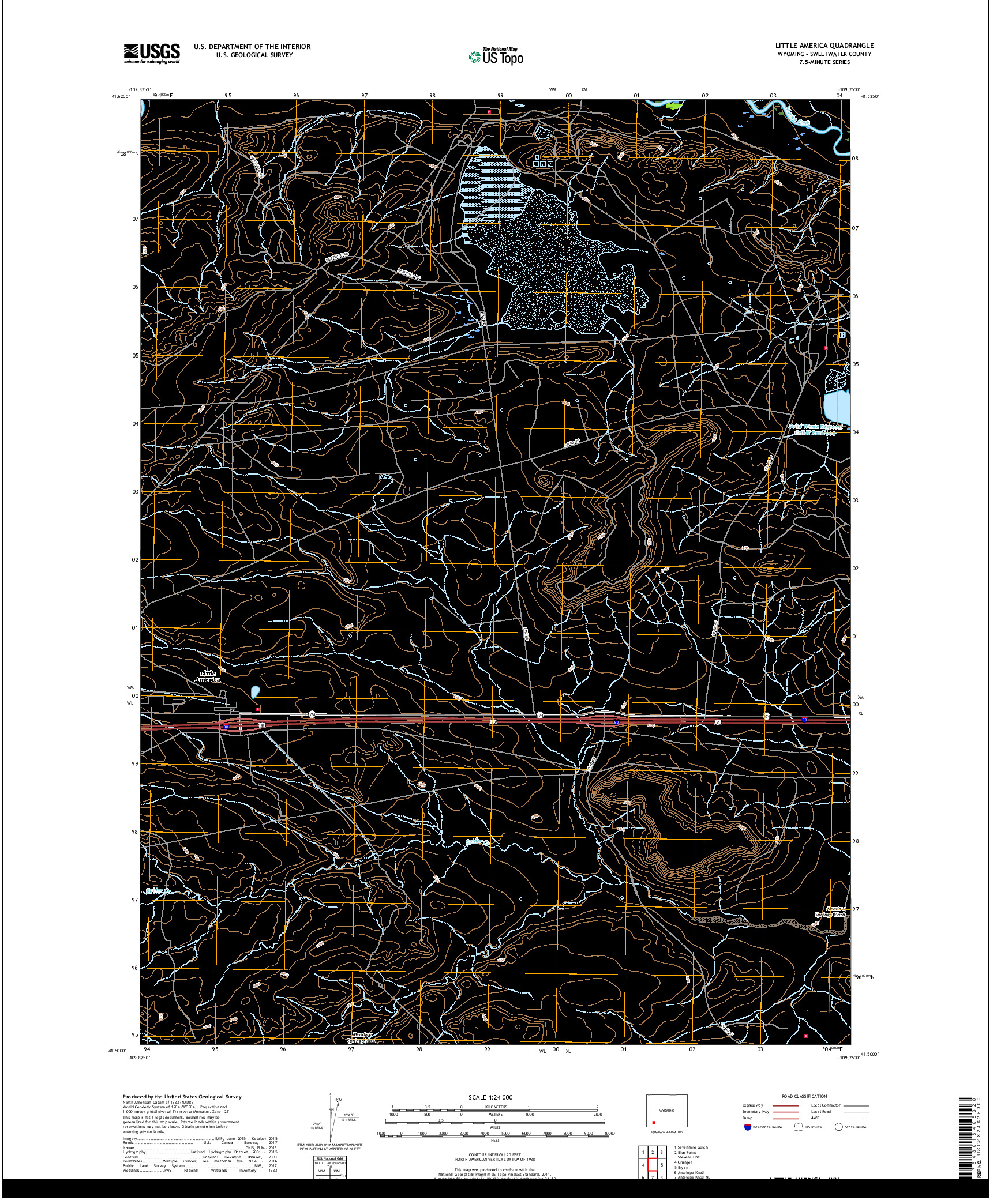 USGS US TOPO 7.5-MINUTE MAP FOR LITTLE AMERICA, WY 2018