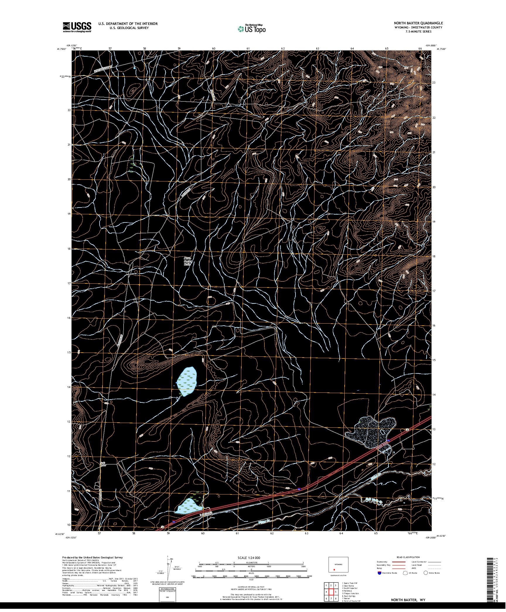 USGS US TOPO 7.5-MINUTE MAP FOR NORTH BAXTER, WY 2018