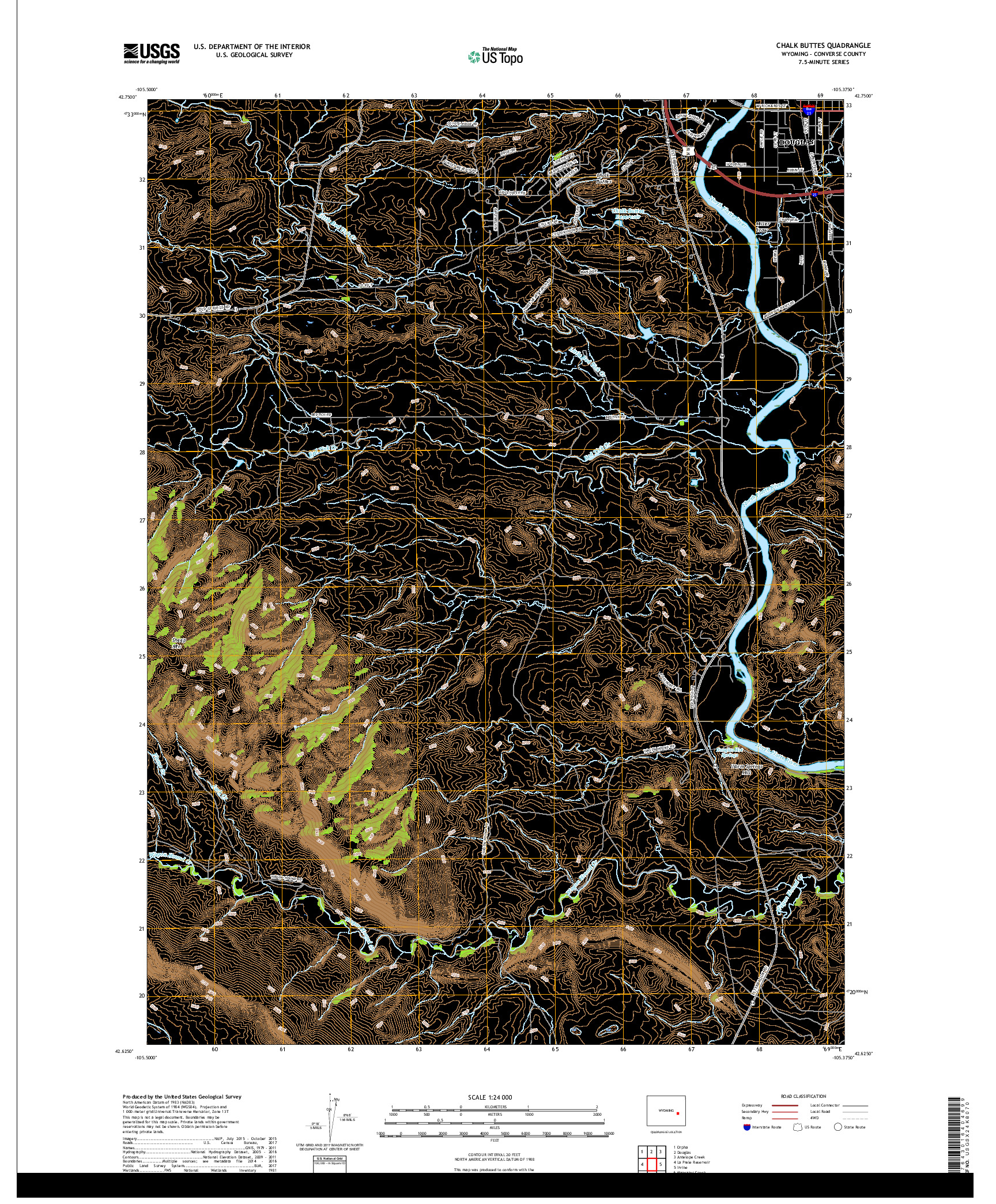 USGS US TOPO 7.5-MINUTE MAP FOR CHALK BUTTES, WY 2018