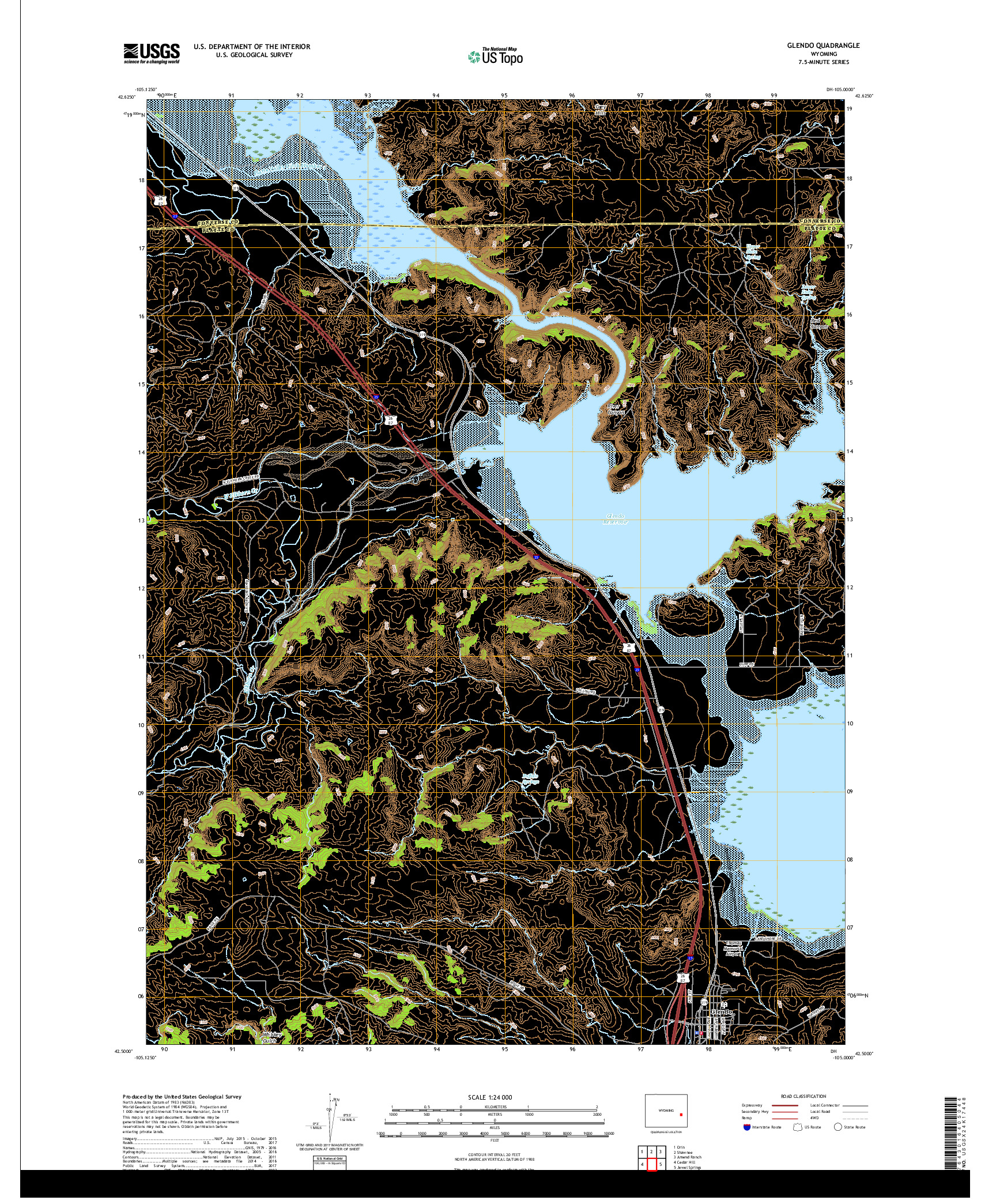 USGS US TOPO 7.5-MINUTE MAP FOR GLENDO, WY 2018