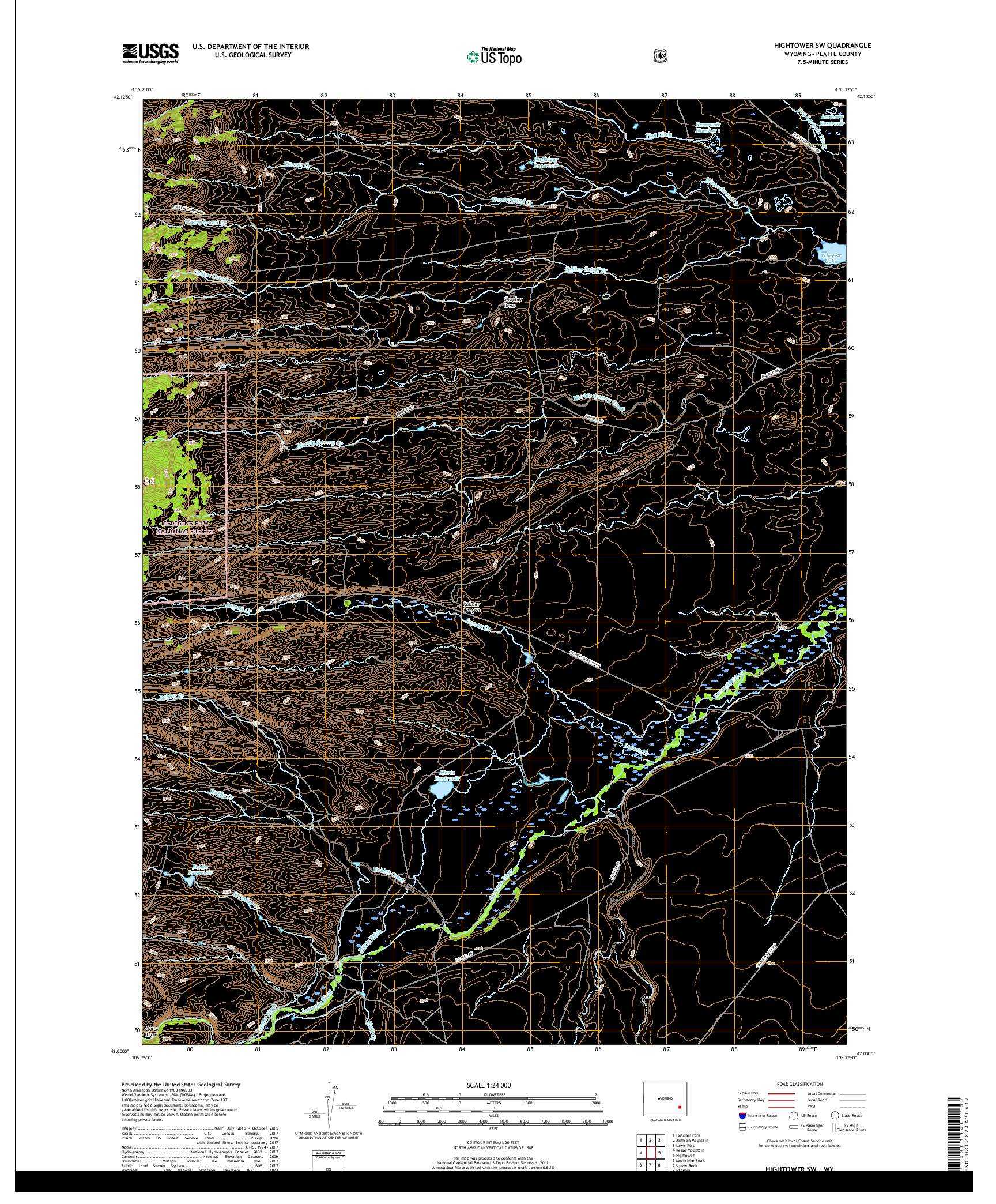 USGS US TOPO 7.5-MINUTE MAP FOR HIGHTOWER SW, WY 2018