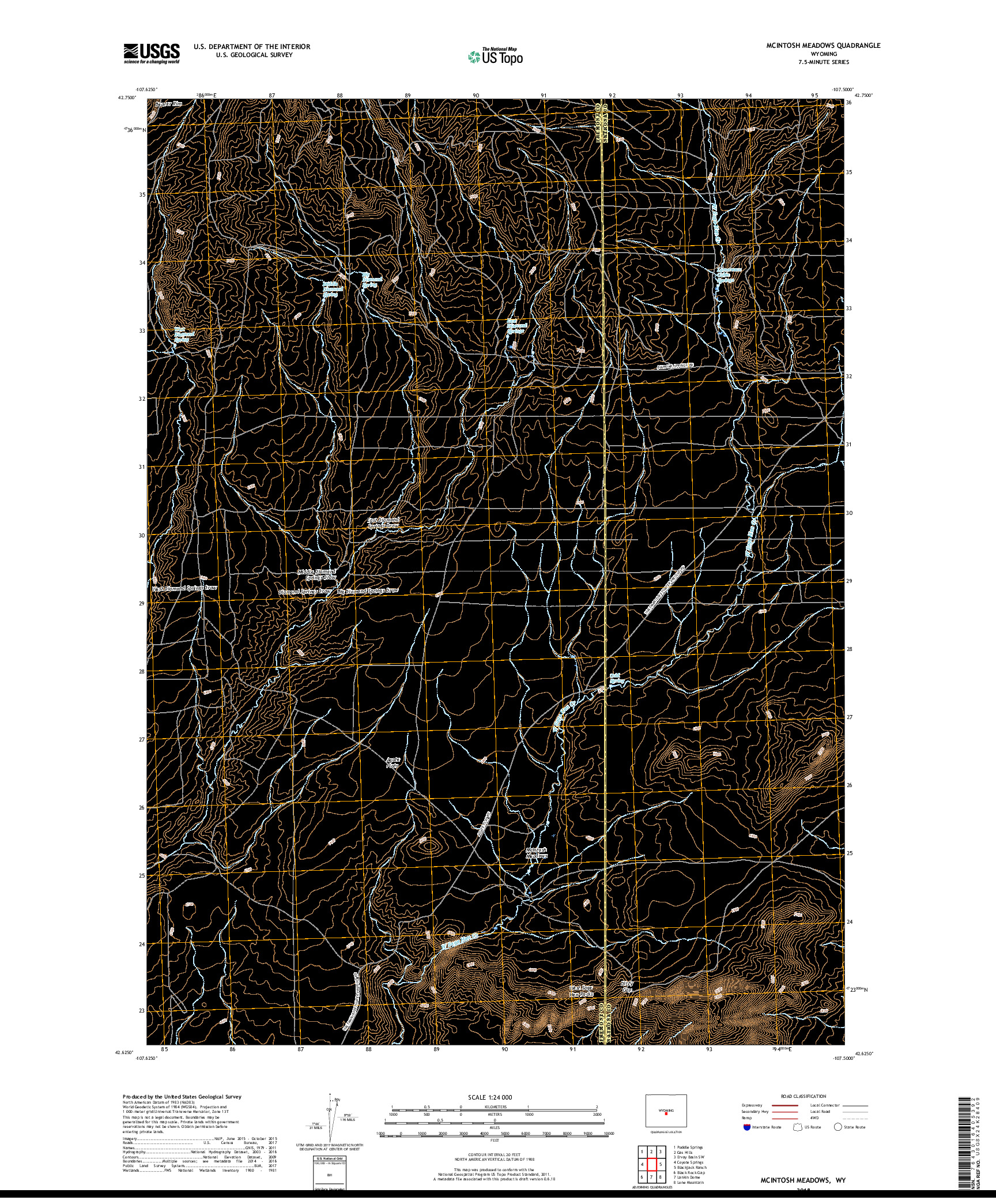 USGS US TOPO 7.5-MINUTE MAP FOR MCINTOSH MEADOWS, WY 2018