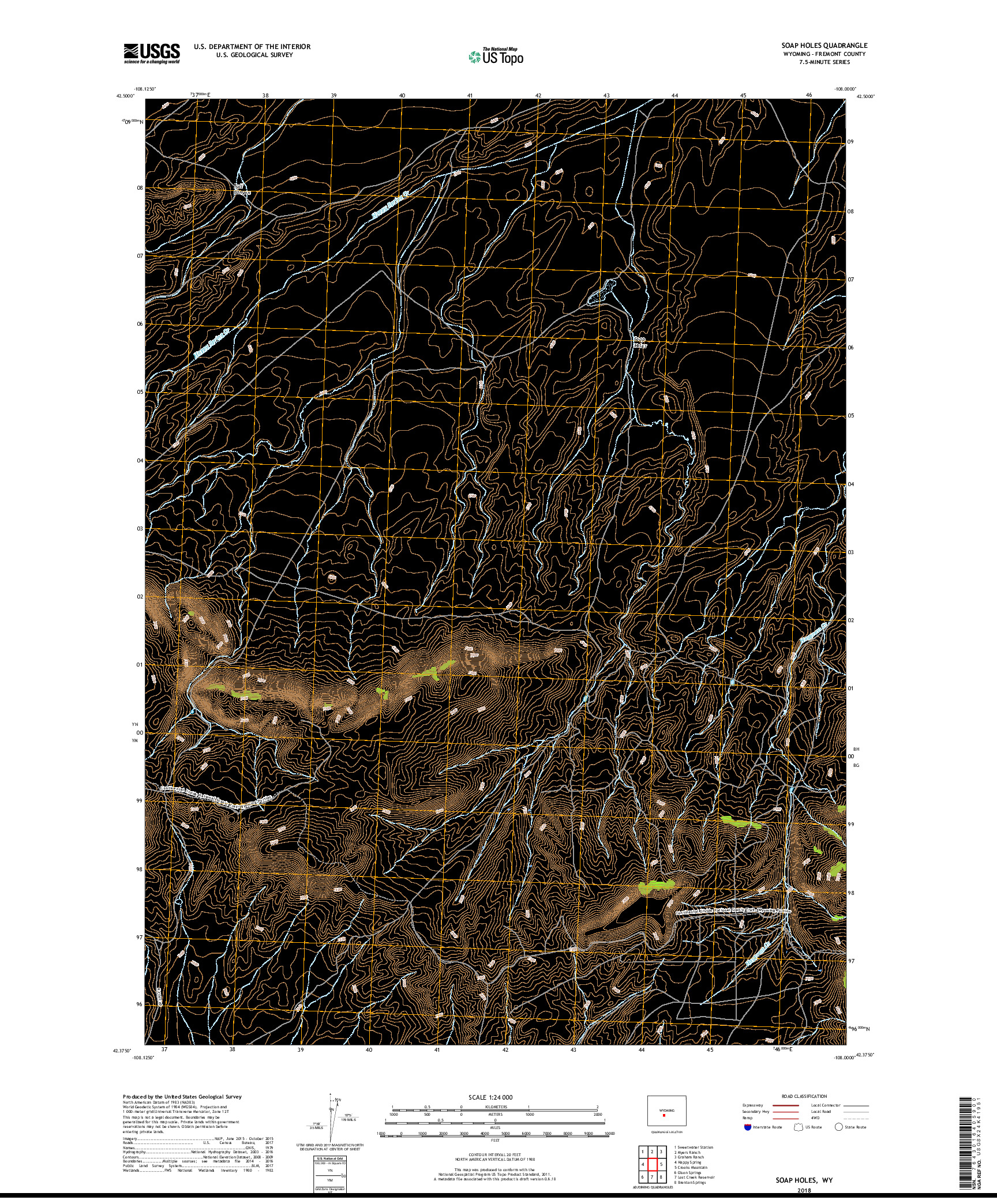 USGS US TOPO 7.5-MINUTE MAP FOR SOAP HOLES, WY 2018