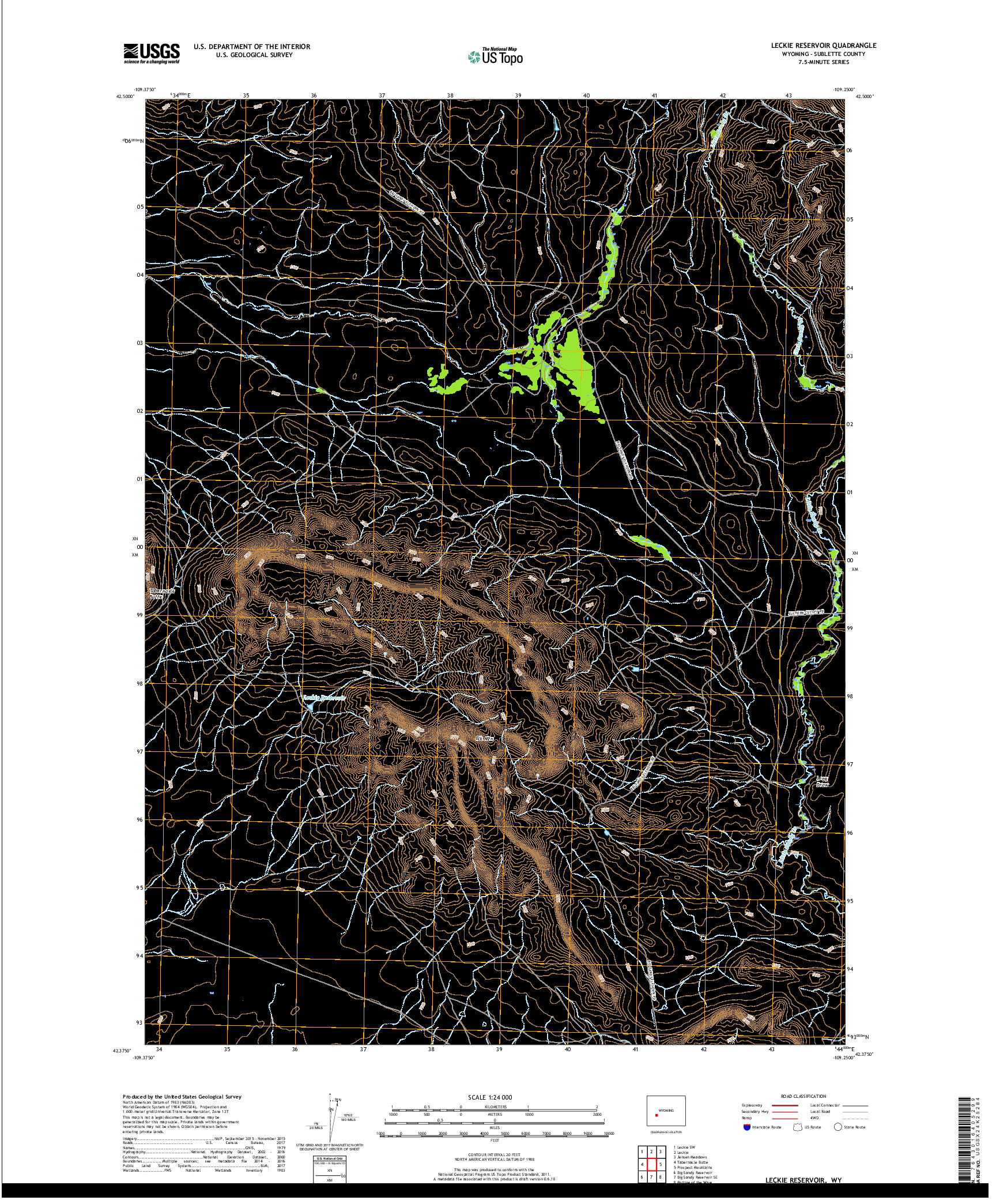 USGS US TOPO 7.5-MINUTE MAP FOR LECKIE RESERVOIR, WY 2018