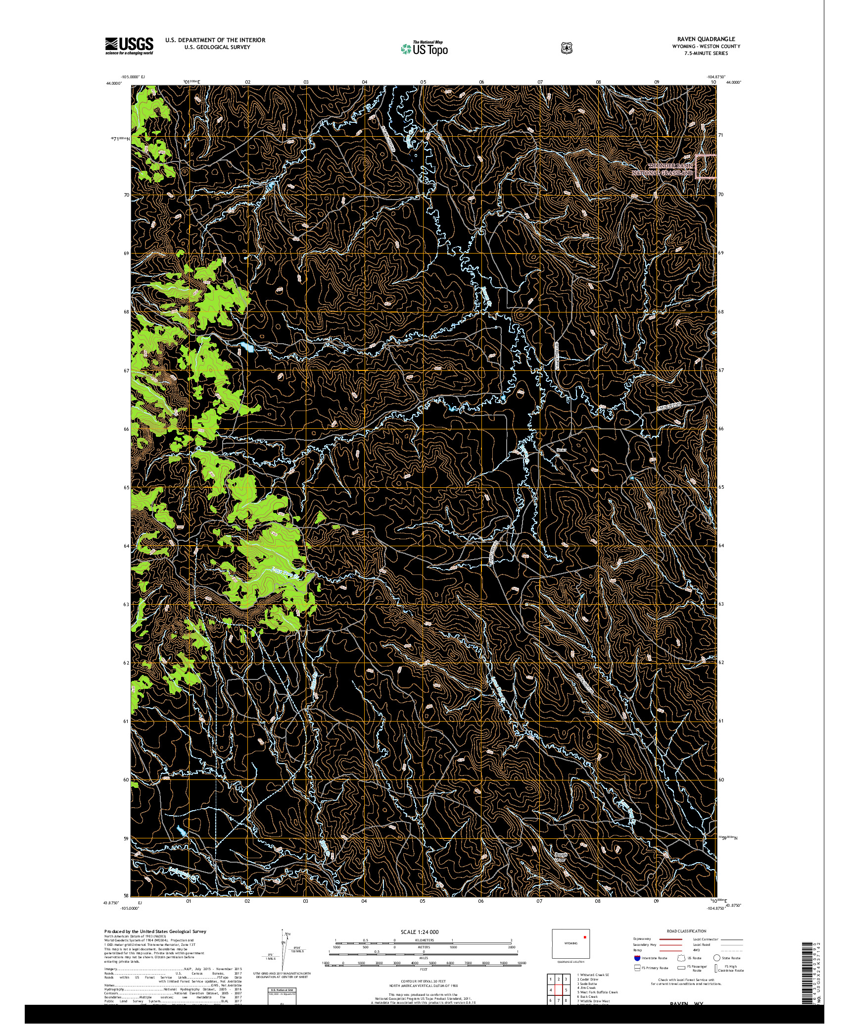 USGS US TOPO 7.5-MINUTE MAP FOR RAVEN, WY 2018