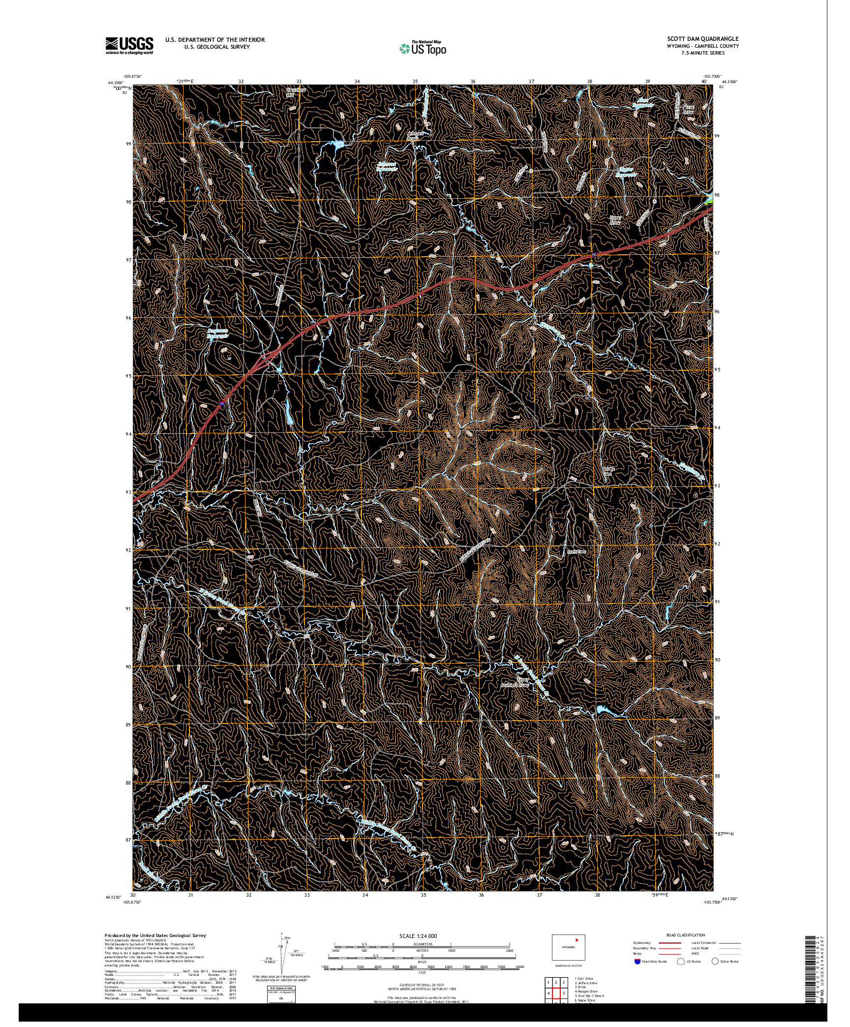 USGS US TOPO 7.5-MINUTE MAP FOR SCOTT DAM, WY 2018