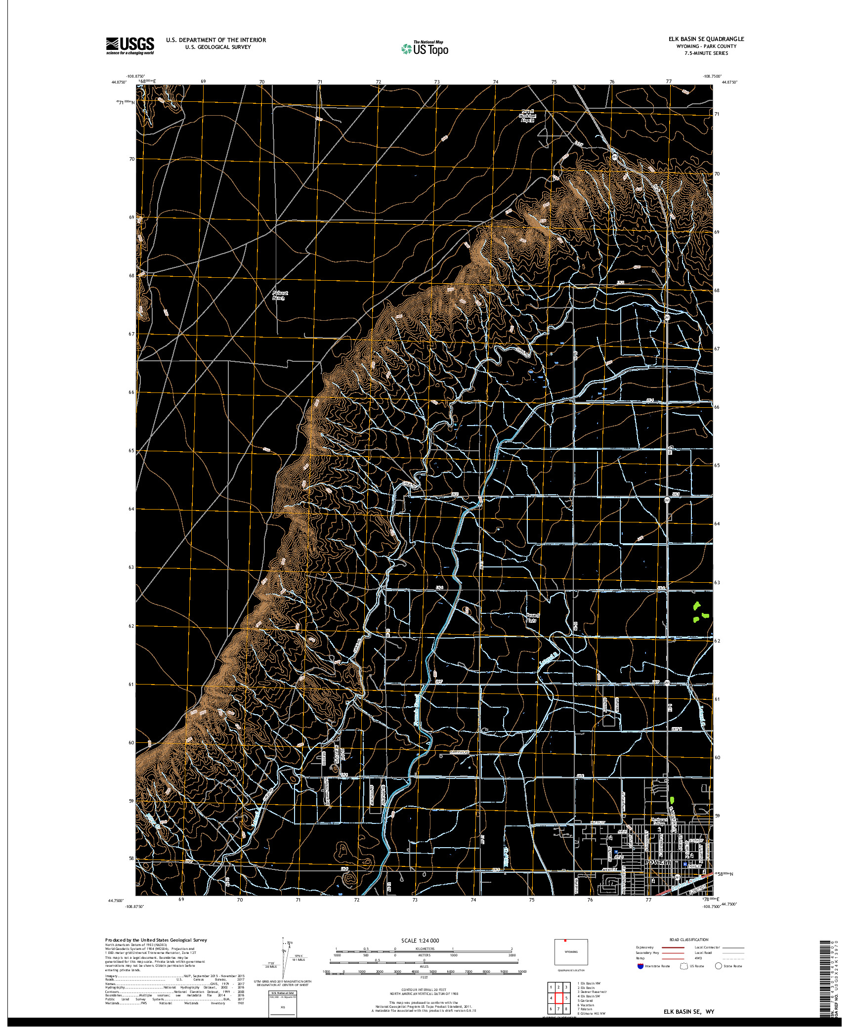 USGS US TOPO 7.5-MINUTE MAP FOR ELK BASIN SE, WY 2018