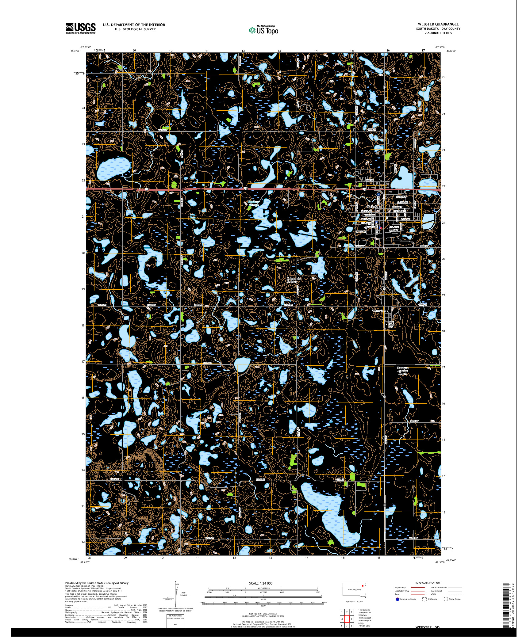 USGS US TOPO 7.5-MINUTE MAP FOR WEBSTER, SD 2018