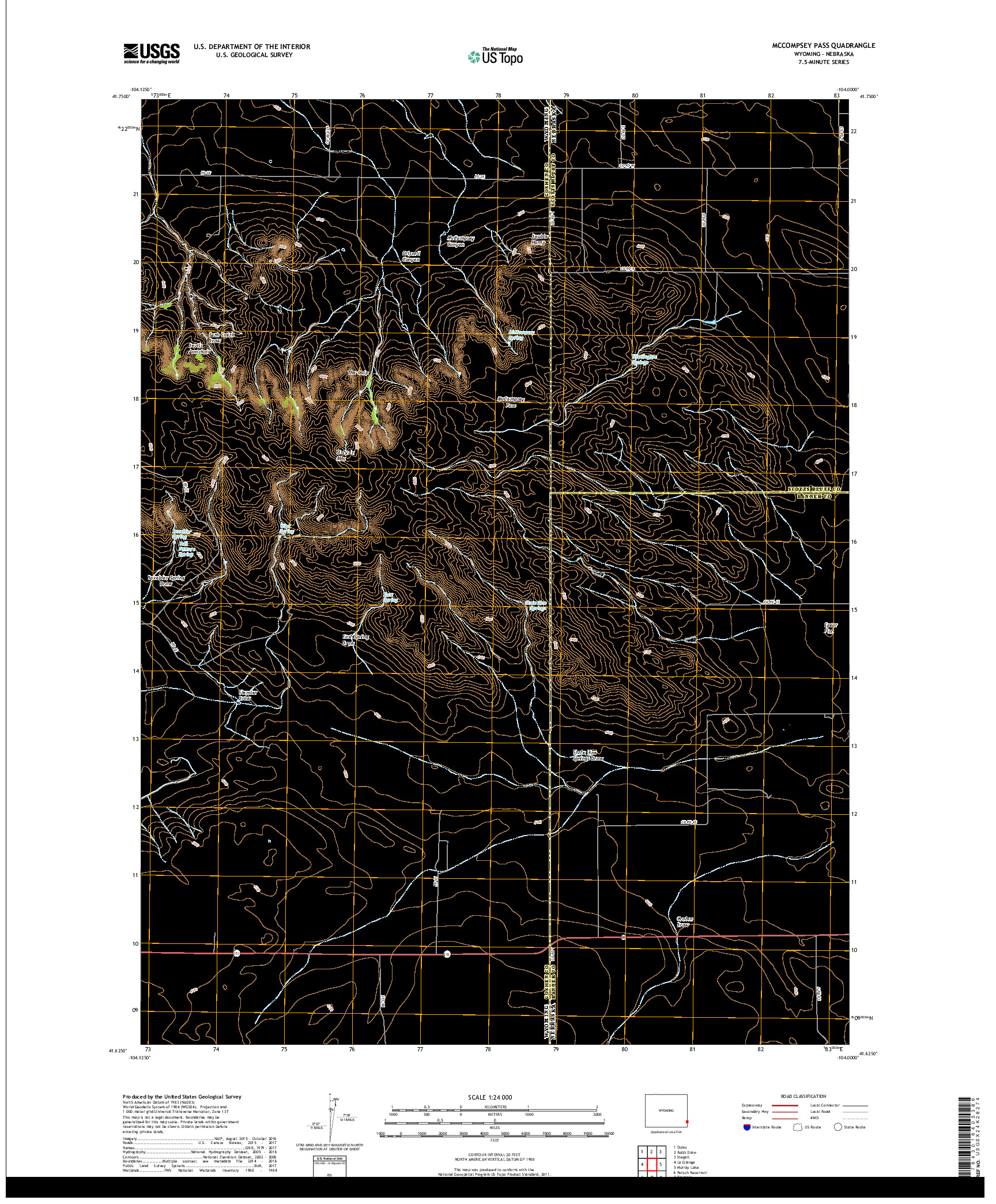 USGS US TOPO 7.5-MINUTE MAP FOR MCCOMPSEY PASS, WY,NE 2018