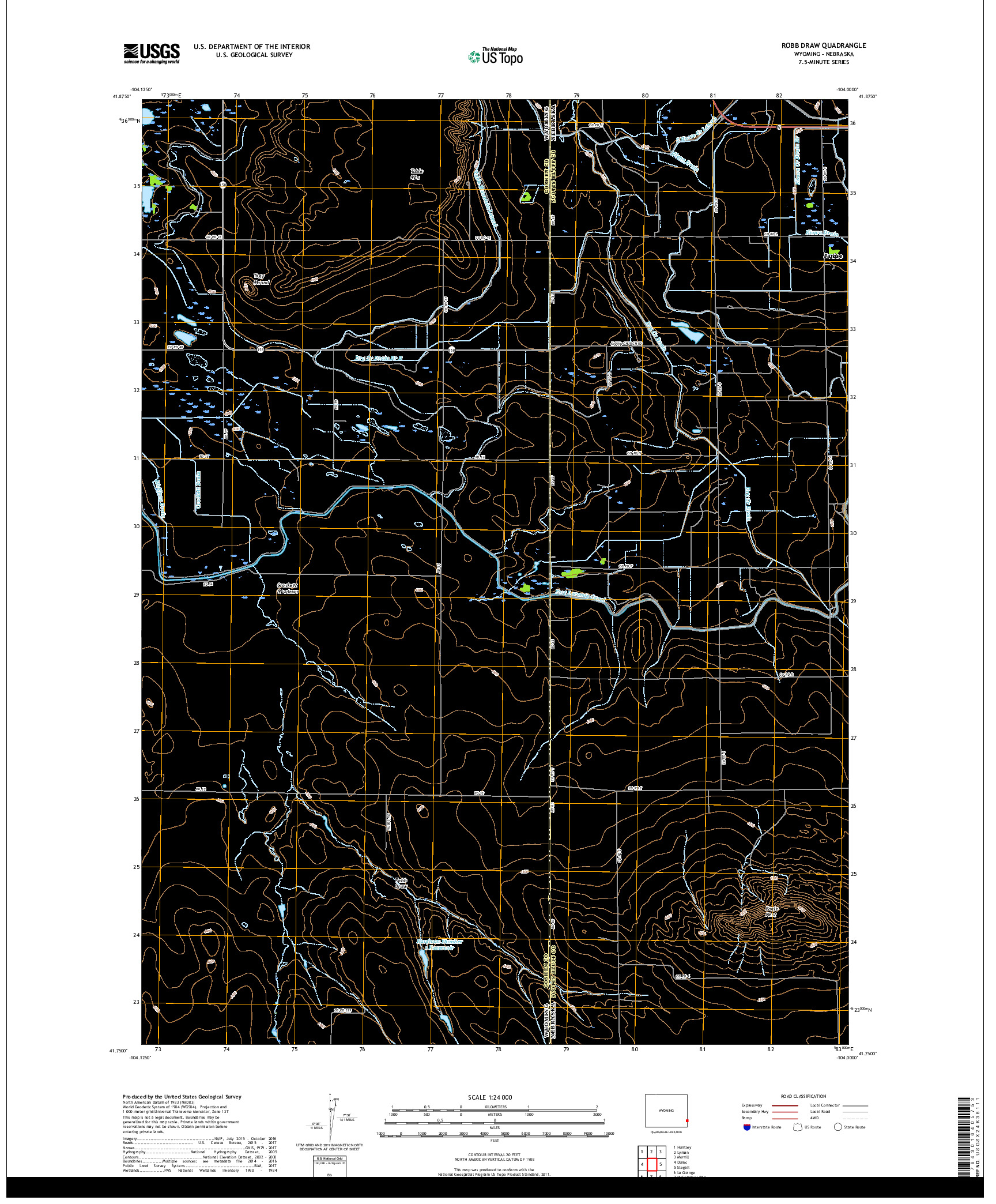 USGS US TOPO 7.5-MINUTE MAP FOR ROBB DRAW, WY,NE 2018