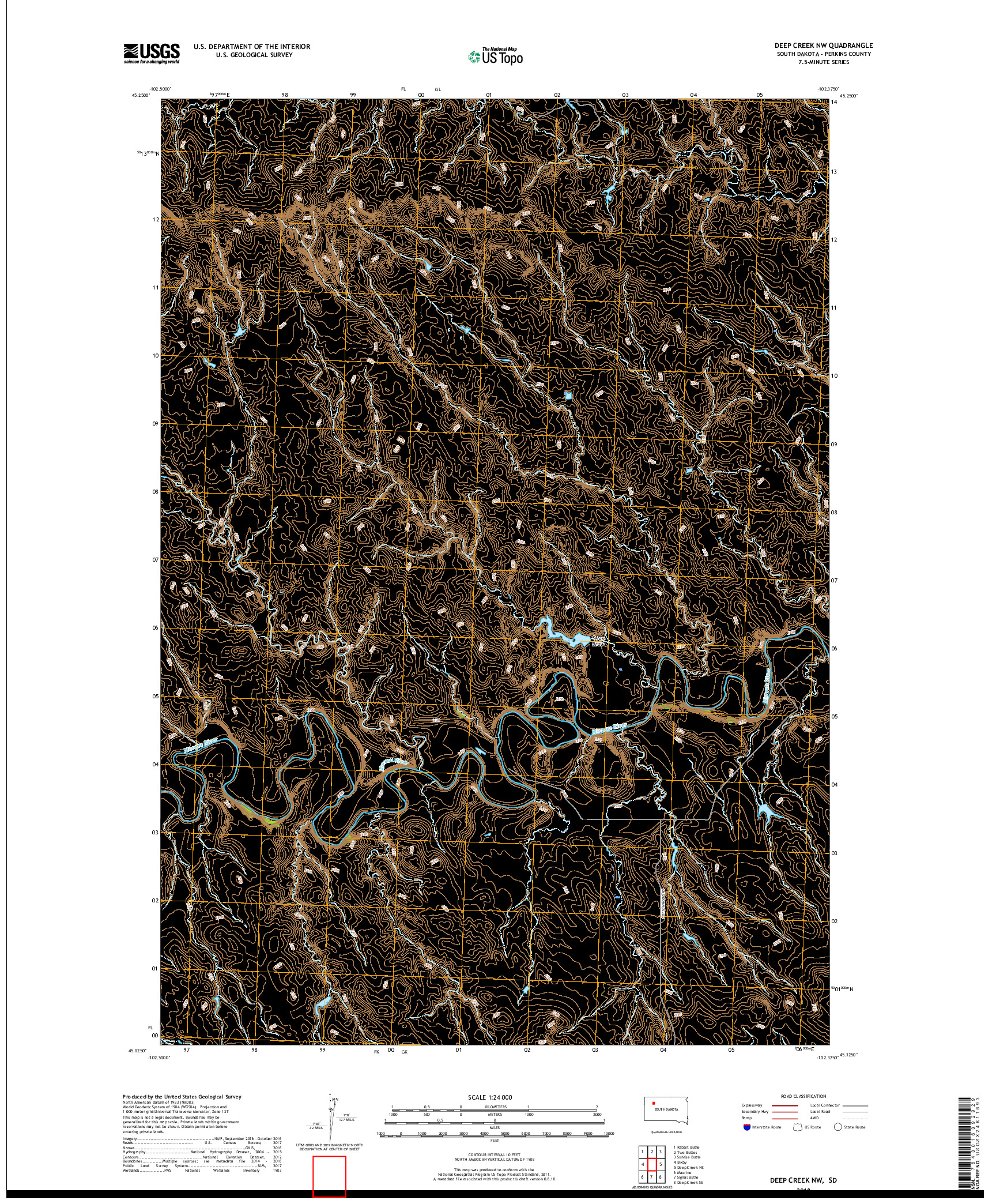 USGS US TOPO 7.5-MINUTE MAP FOR DEEP CREEK NW, SD 2018