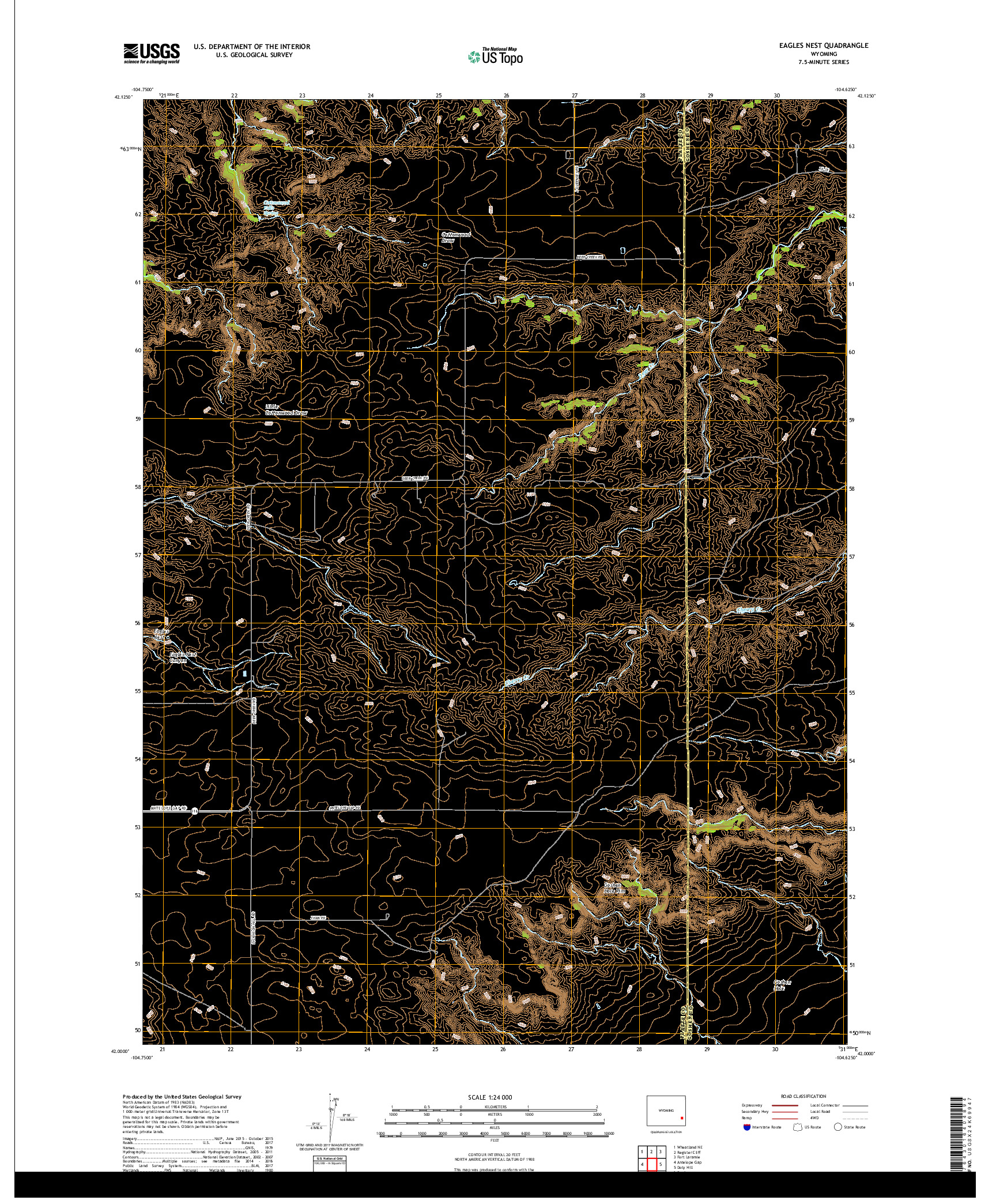 USGS US TOPO 7.5-MINUTE MAP FOR EAGLES NEST, WY 2018