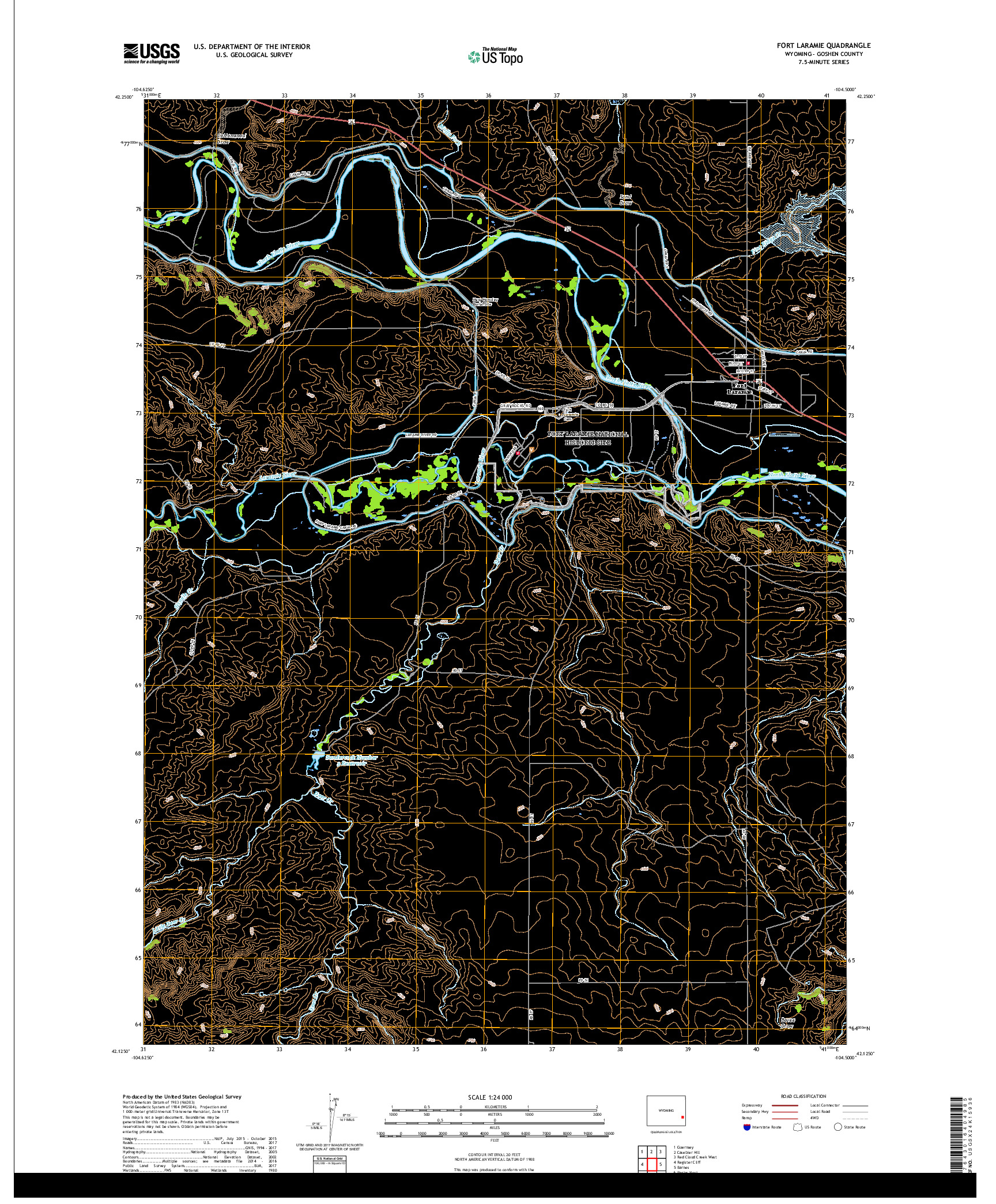 USGS US TOPO 7.5-MINUTE MAP FOR FORT LARAMIE, WY 2018
