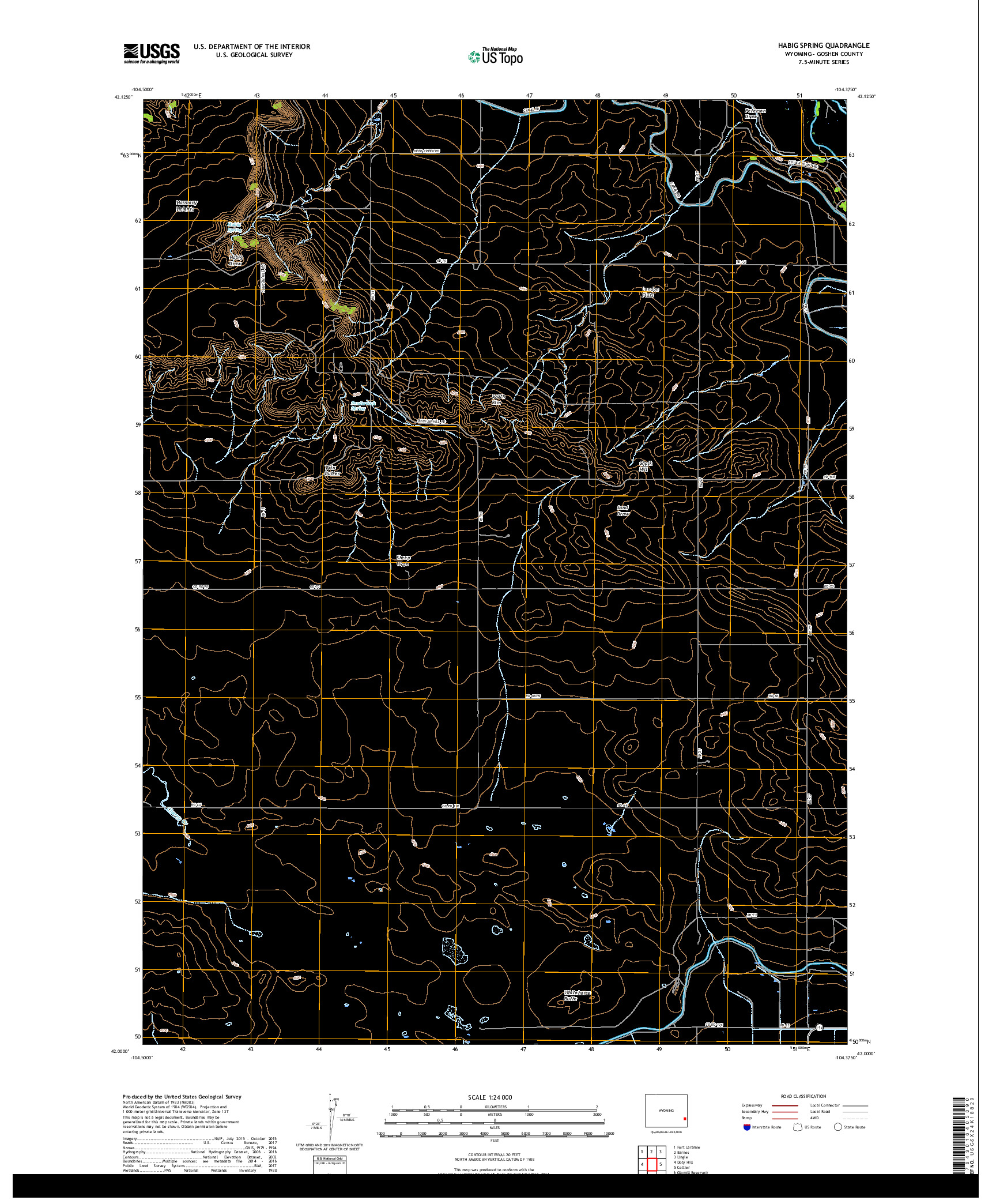 USGS US TOPO 7.5-MINUTE MAP FOR HABIG SPRING, WY 2018