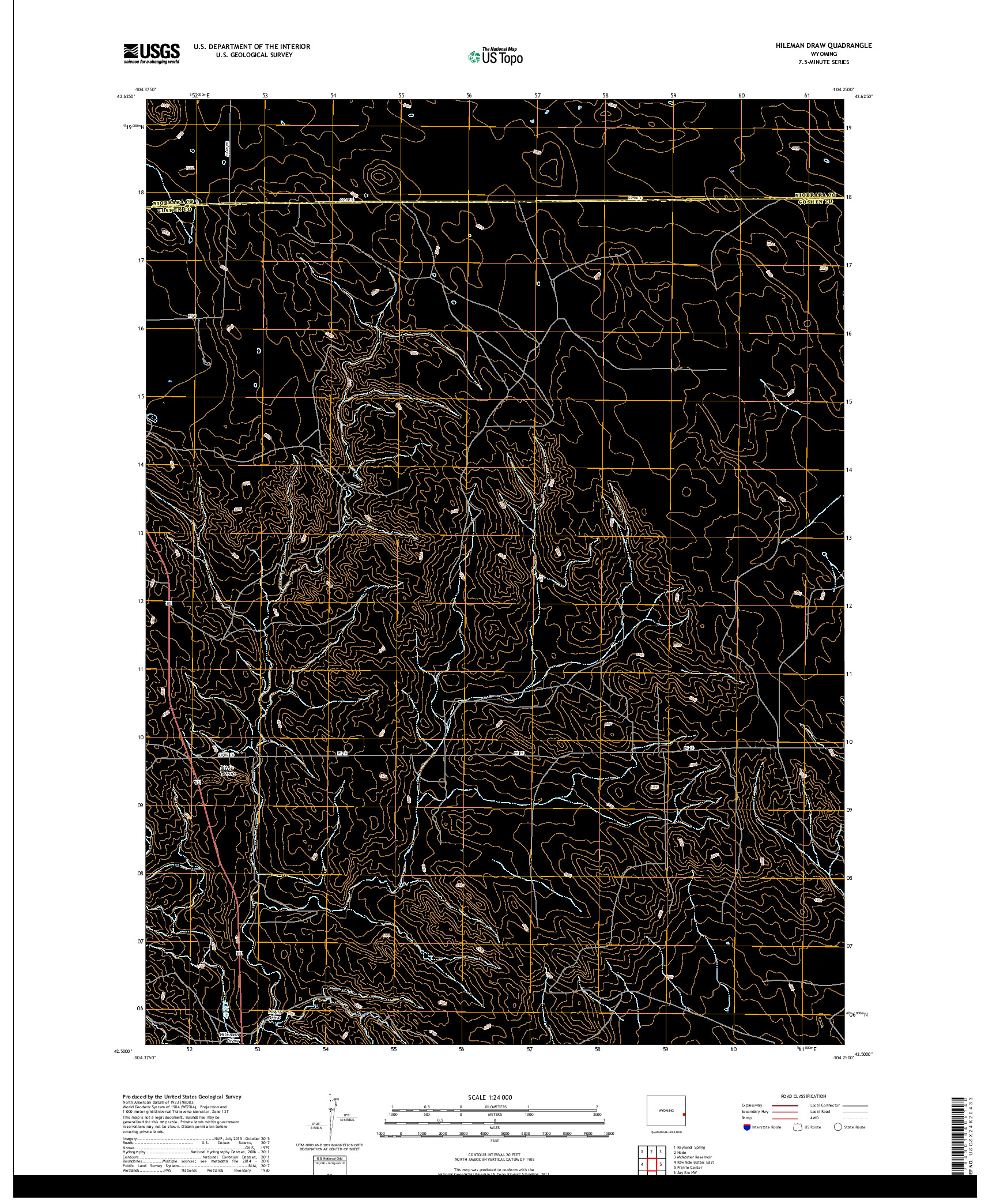 USGS US TOPO 7.5-MINUTE MAP FOR HILEMAN DRAW, WY 2018