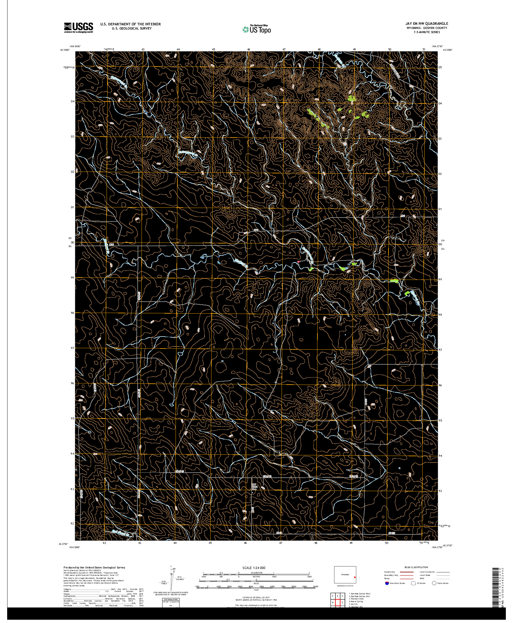 USGS US TOPO 7.5-MINUTE MAP FOR JAY EM NW, WY 2018