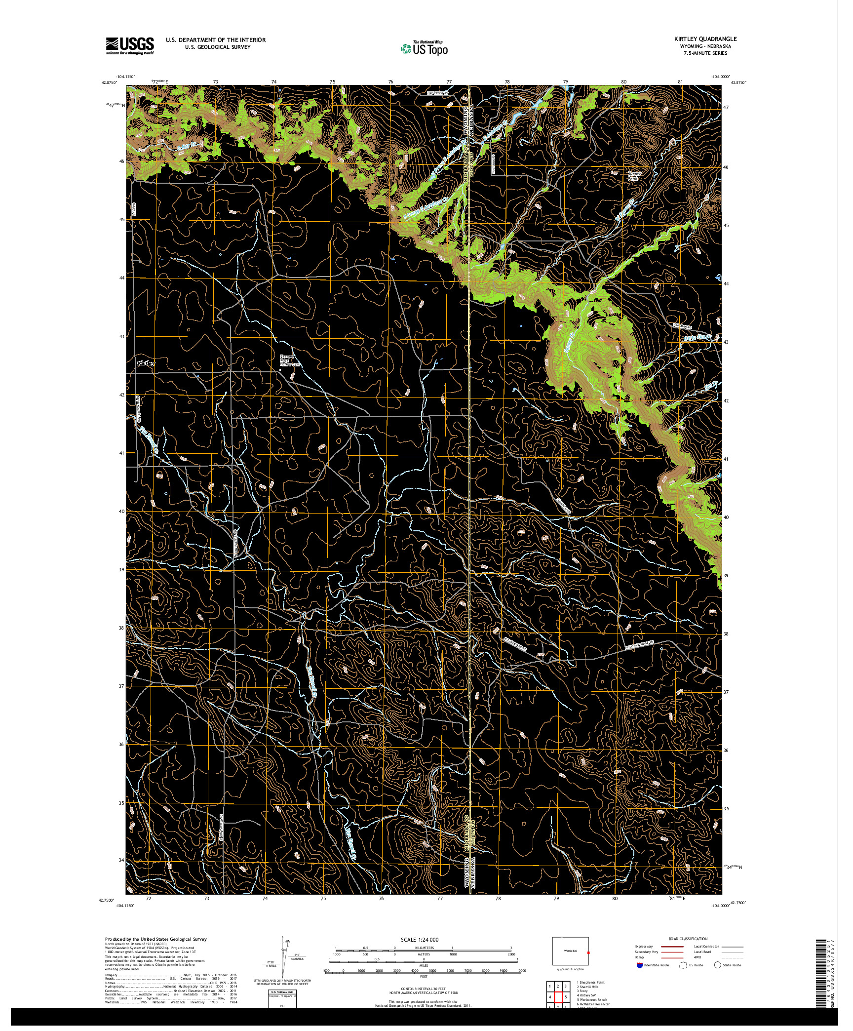 USGS US TOPO 7.5-MINUTE MAP FOR KIRTLEY, WY,NE 2018