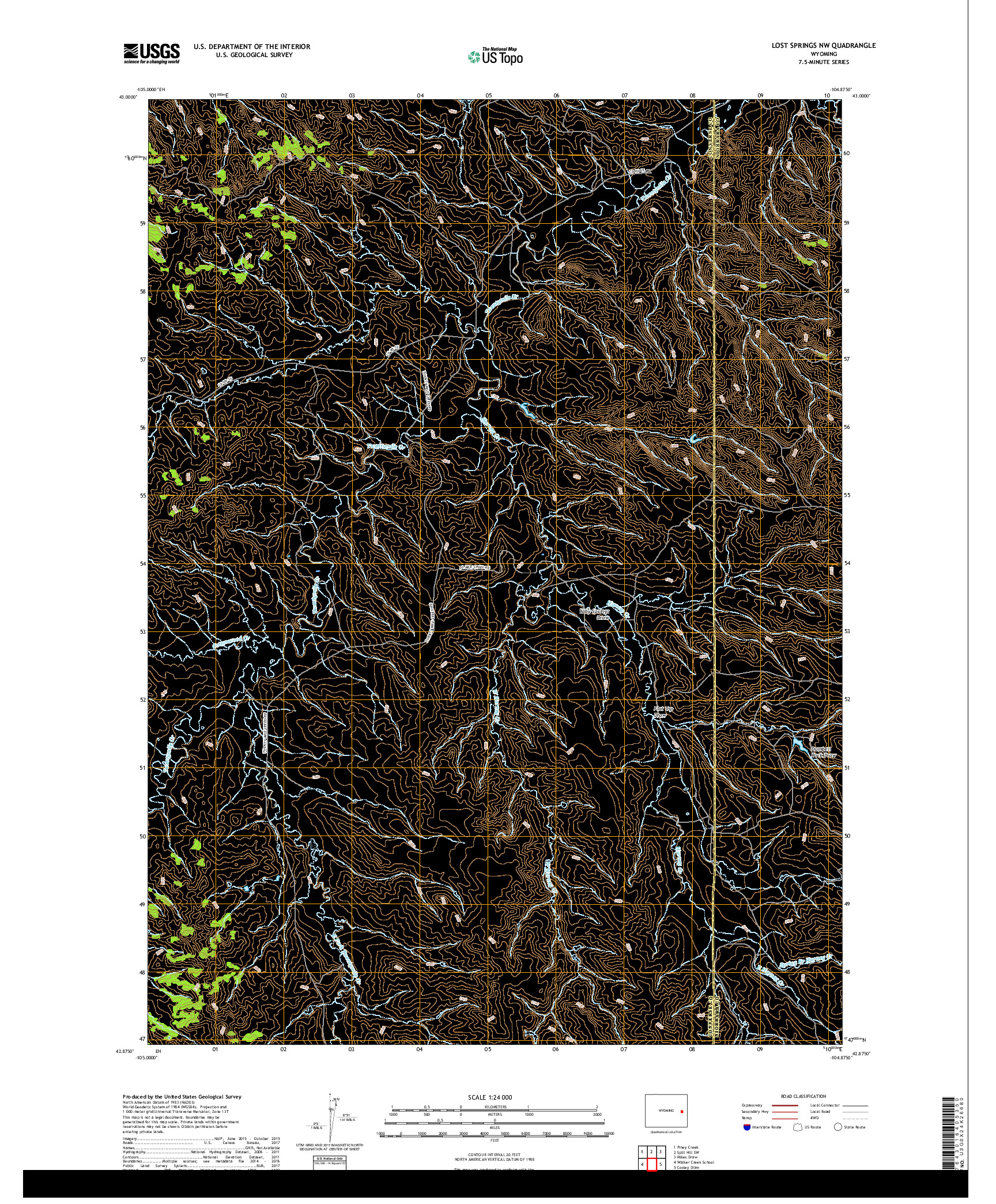 USGS US TOPO 7.5-MINUTE MAP FOR LOST SPRINGS NW, WY 2018