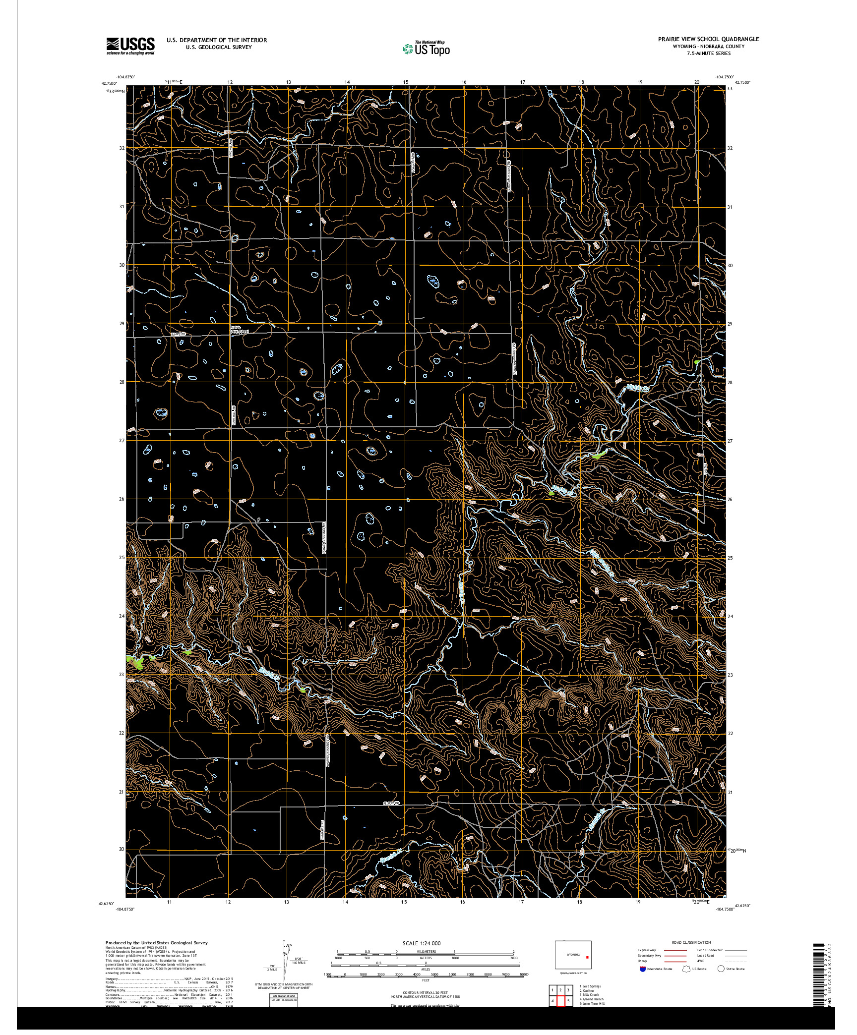 USGS US TOPO 7.5-MINUTE MAP FOR PRAIRIE VIEW SCHOOL, WY 2018