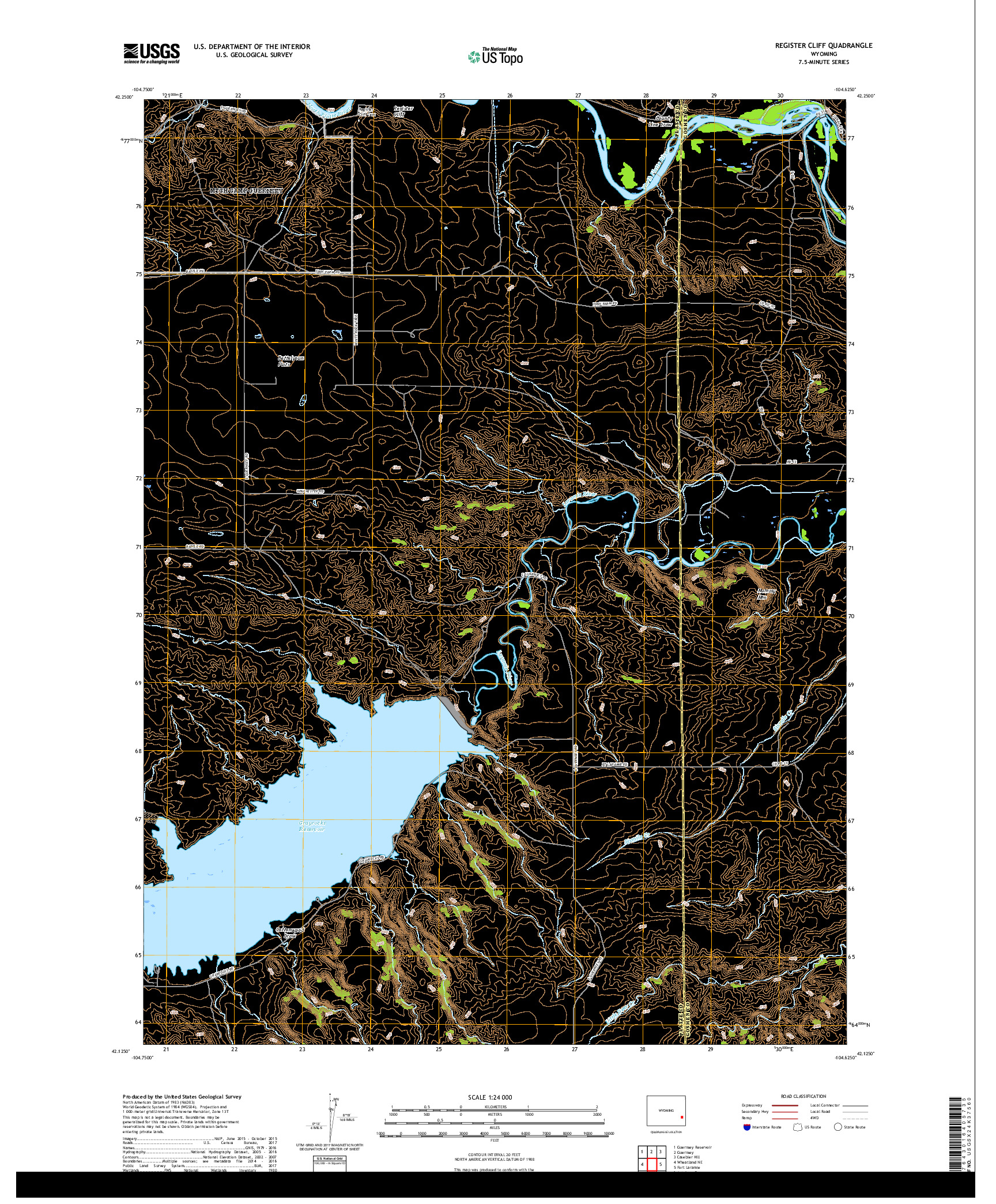 USGS US TOPO 7.5-MINUTE MAP FOR REGISTER CLIFF, WY 2018