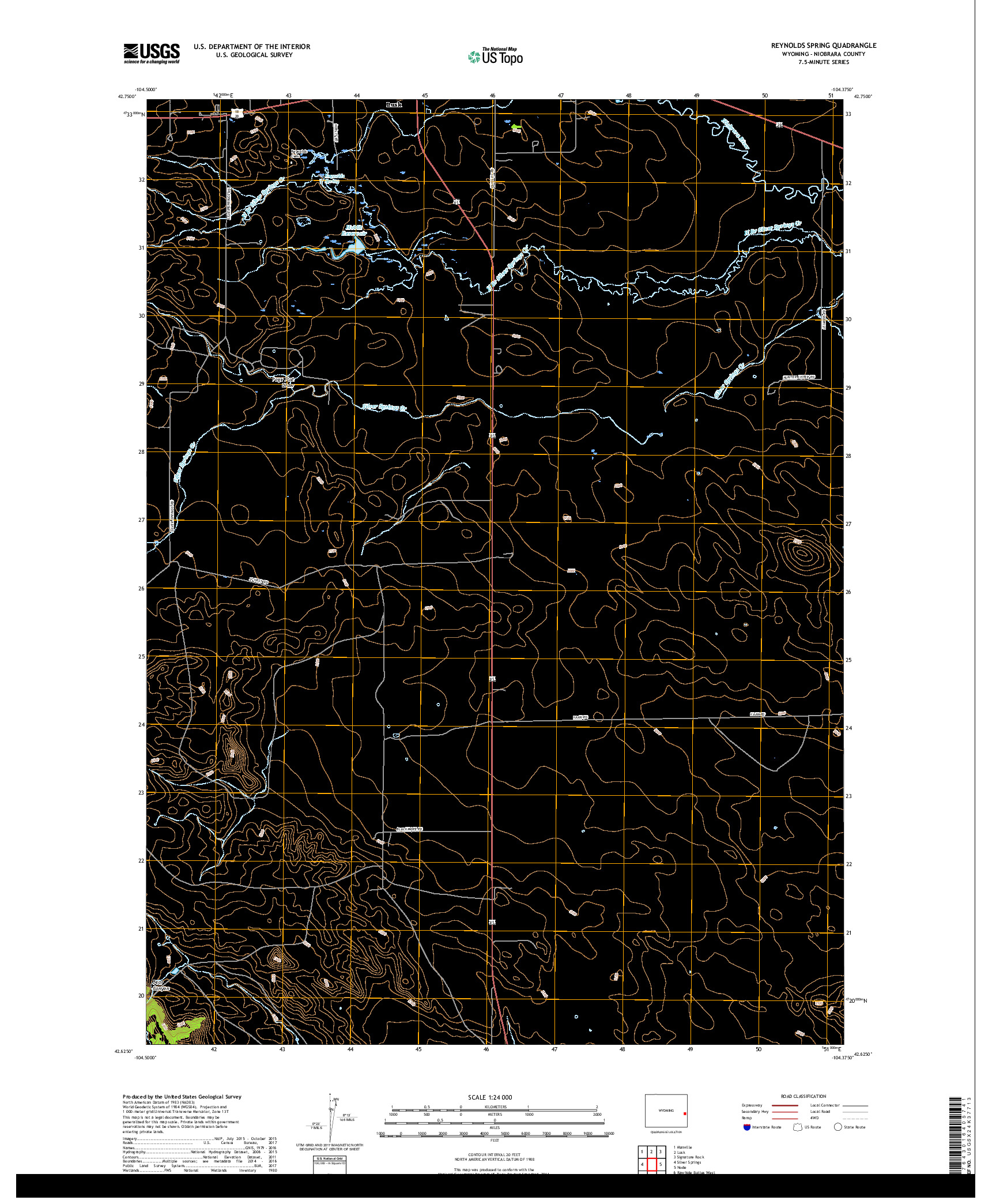 USGS US TOPO 7.5-MINUTE MAP FOR REYNOLDS SPRING, WY 2018