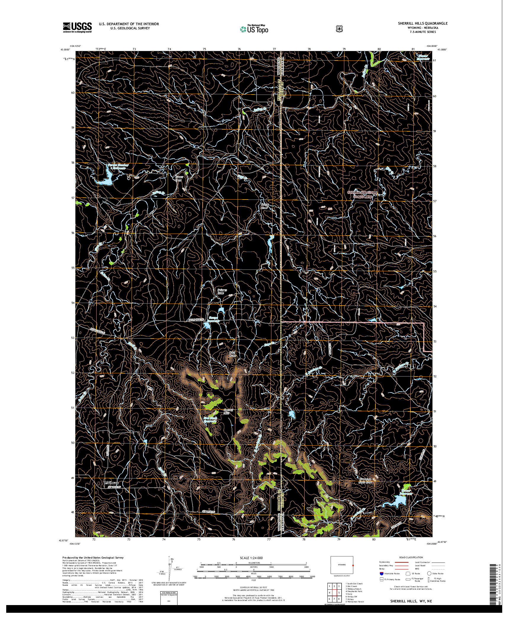 USGS US TOPO 7.5-MINUTE MAP FOR SHERRILL HILLS, WY,NE 2018