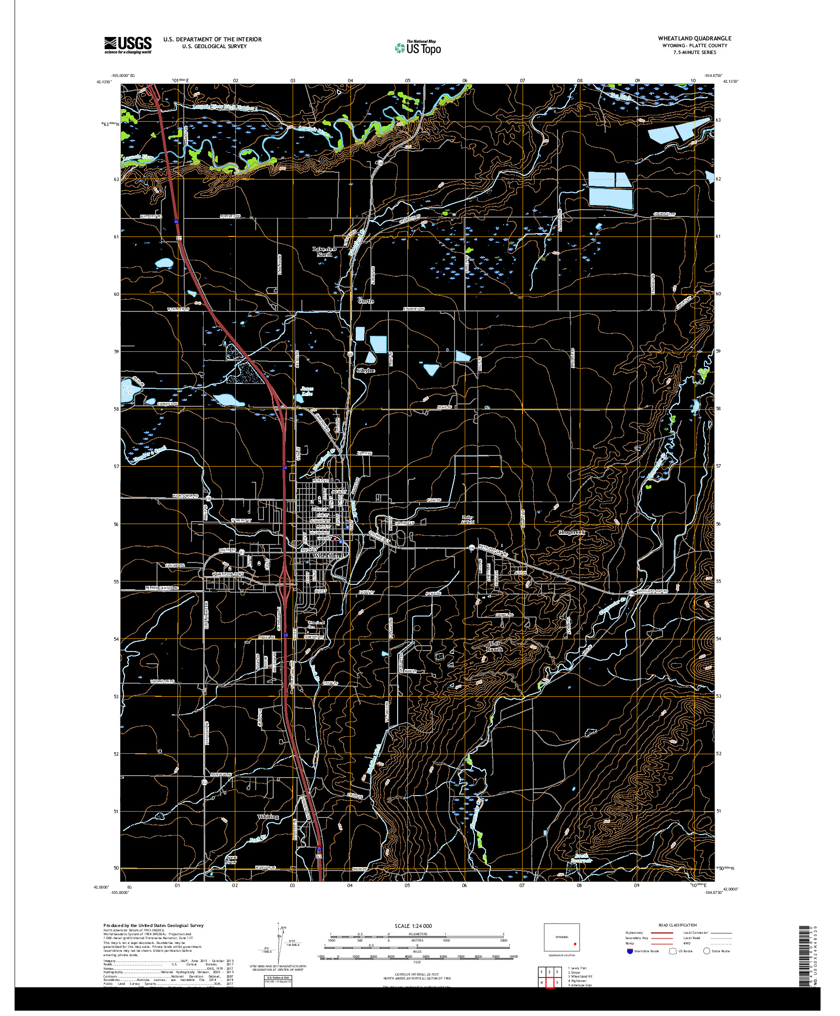 USGS US TOPO 7.5-MINUTE MAP FOR WHEATLAND, WY 2018