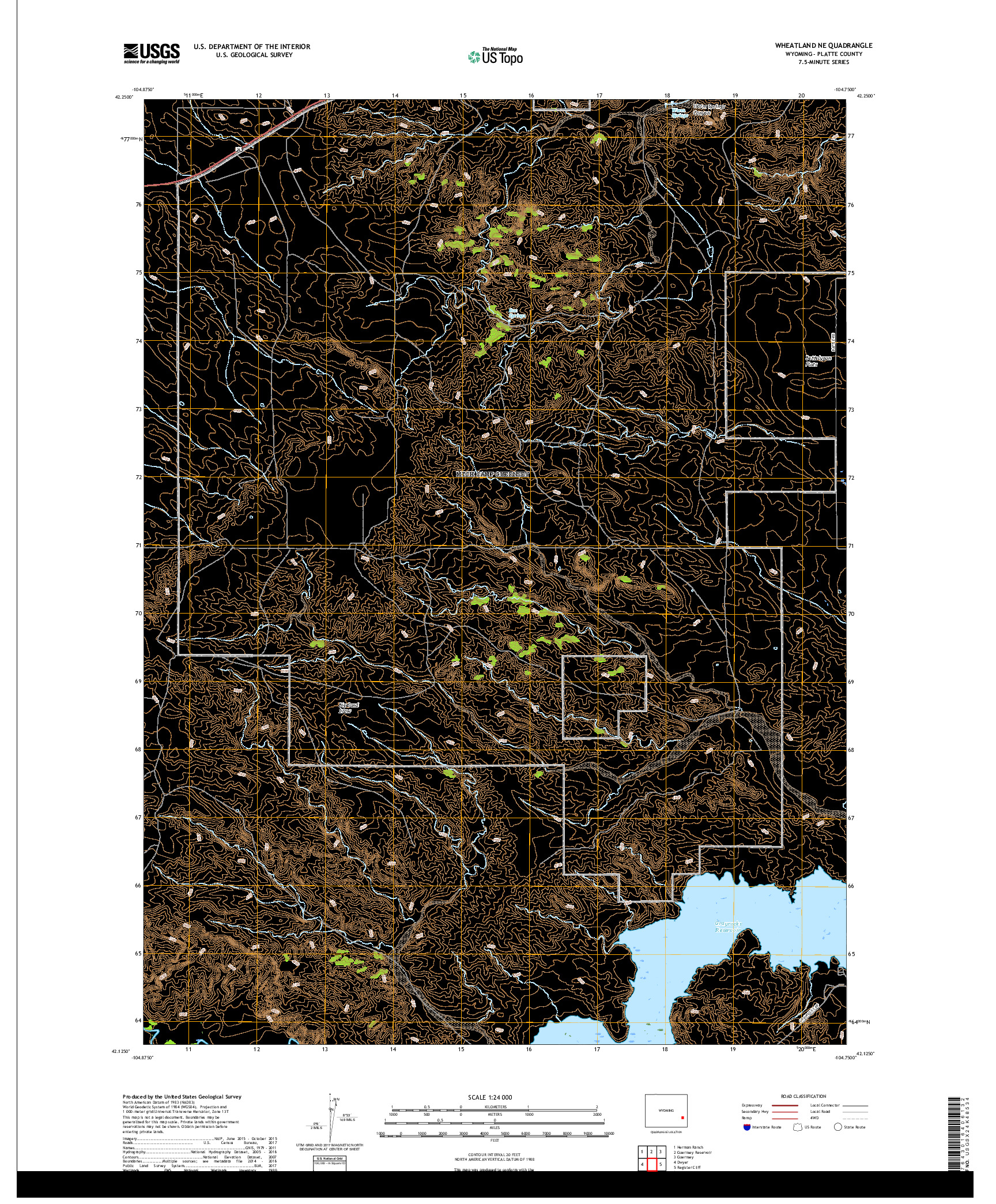 USGS US TOPO 7.5-MINUTE MAP FOR WHEATLAND NE, WY 2018