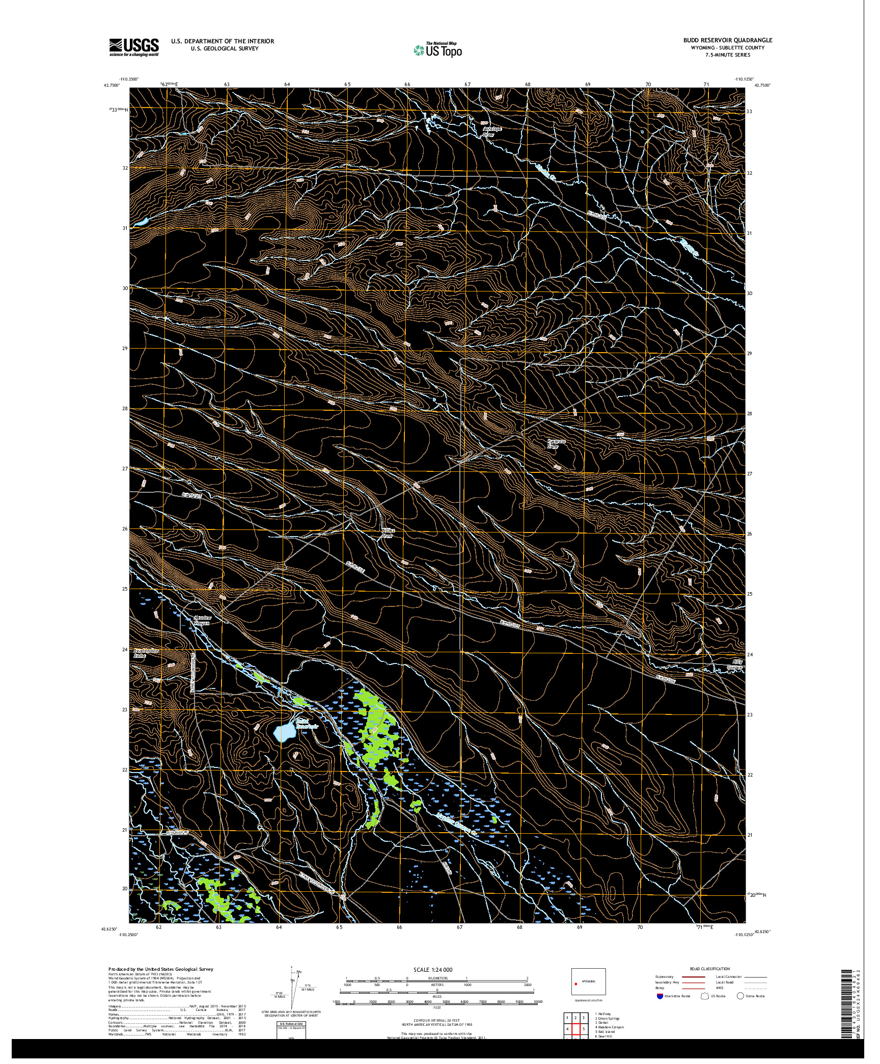 USGS US TOPO 7.5-MINUTE MAP FOR BUDD RESERVOIR, WY 2018