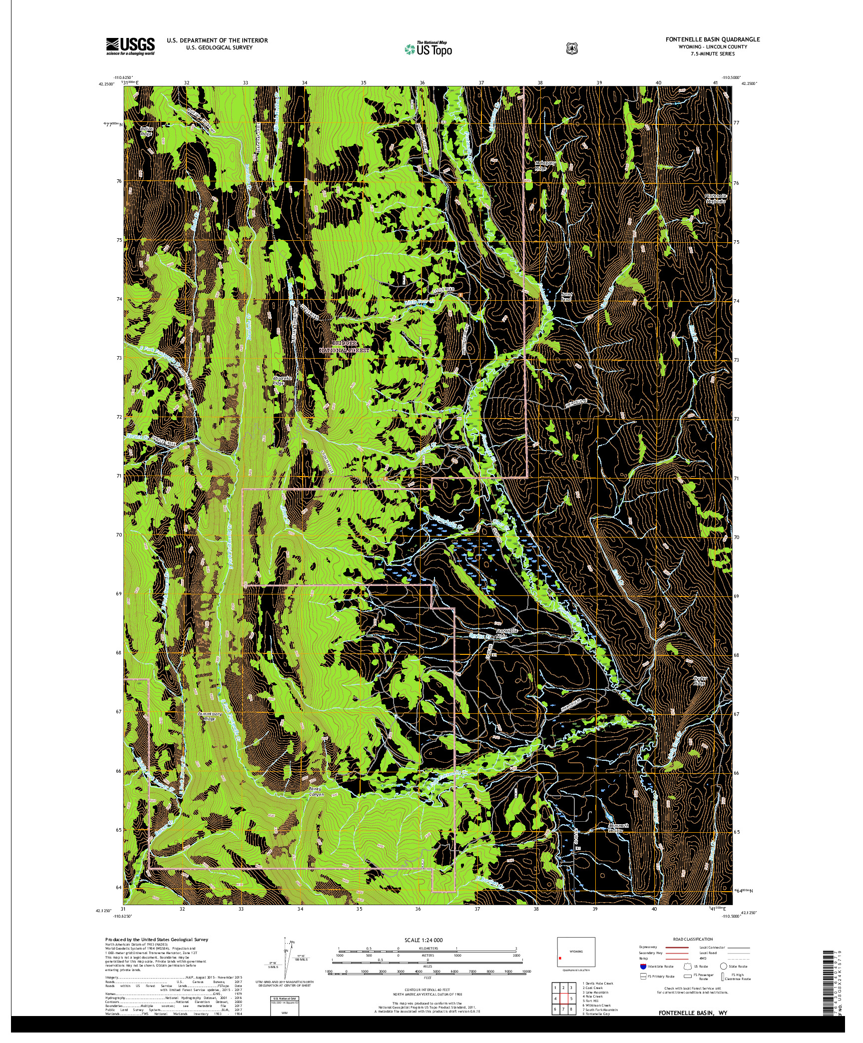 USGS US TOPO 7.5-MINUTE MAP FOR FONTENELLE BASIN, WY 2018