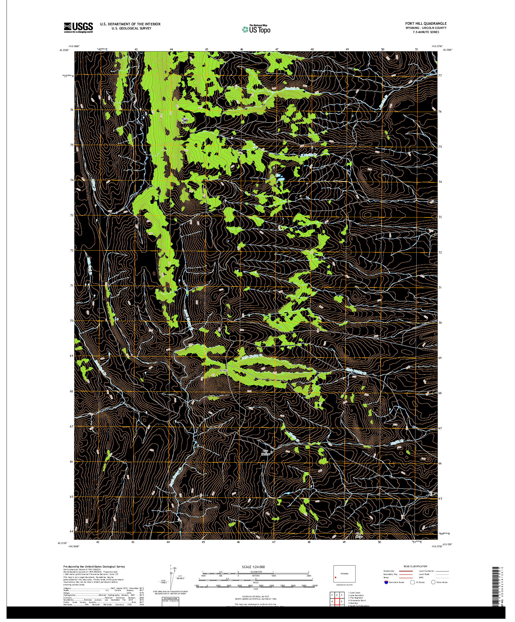 USGS US TOPO 7.5-MINUTE MAP FOR FORT HILL, WY 2018