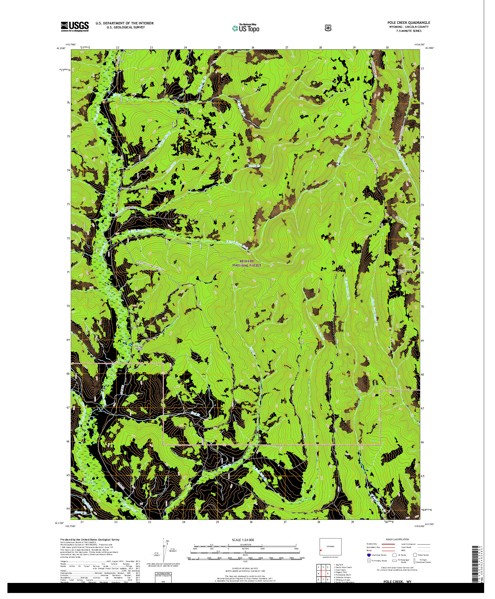 USGS US TOPO 7.5-MINUTE MAP FOR POLE CREEK, WY 2018