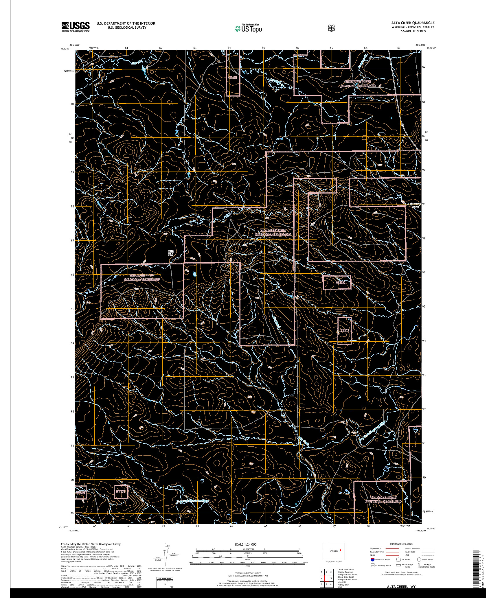 USGS US TOPO 7.5-MINUTE MAP FOR ALTA CREEK, WY 2018