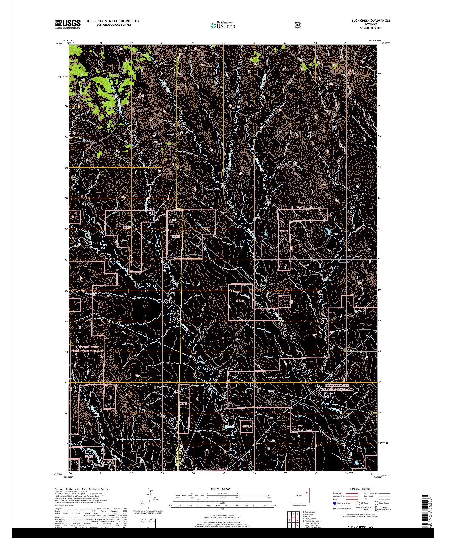 USGS US TOPO 7.5-MINUTE MAP FOR BUCK CREEK, WY 2018