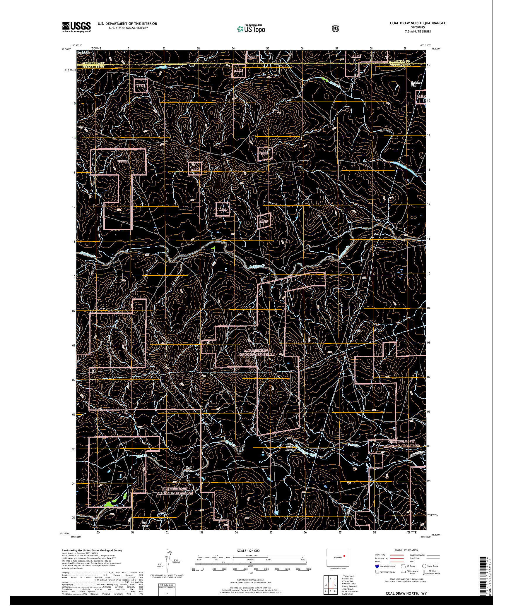 USGS US TOPO 7.5-MINUTE MAP FOR COAL DRAW NORTH, WY 2018