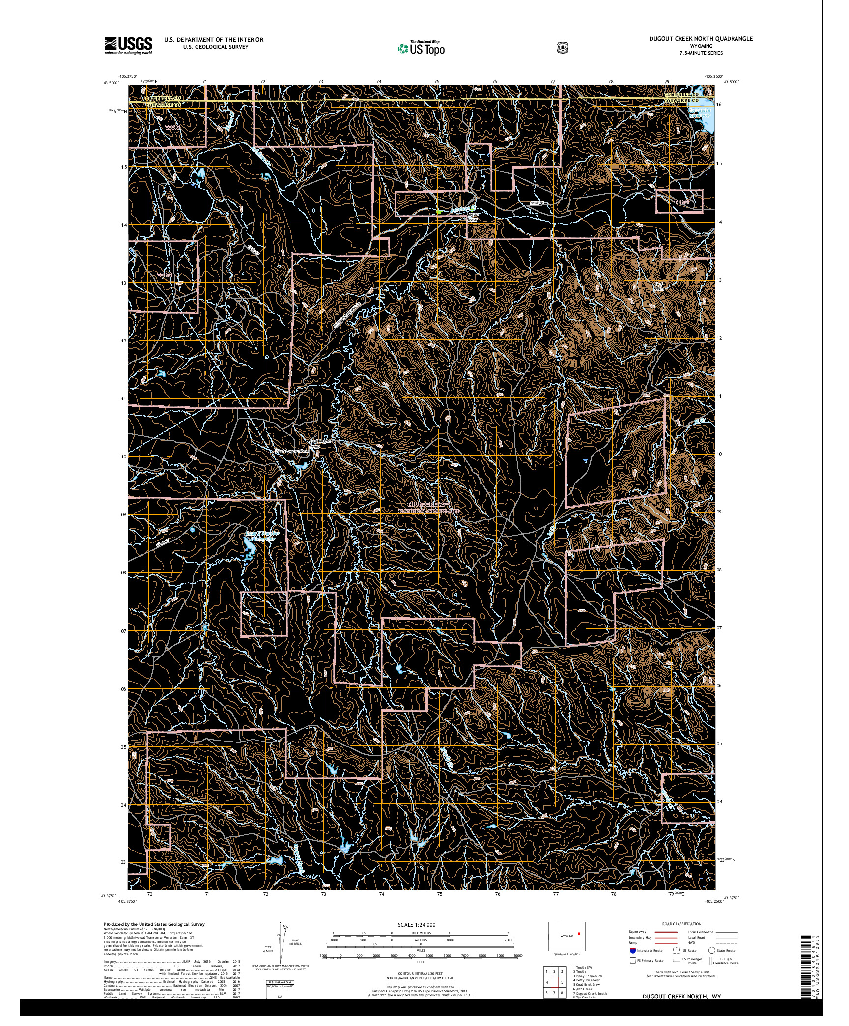 USGS US TOPO 7.5-MINUTE MAP FOR DUGOUT CREEK NORTH, WY 2018