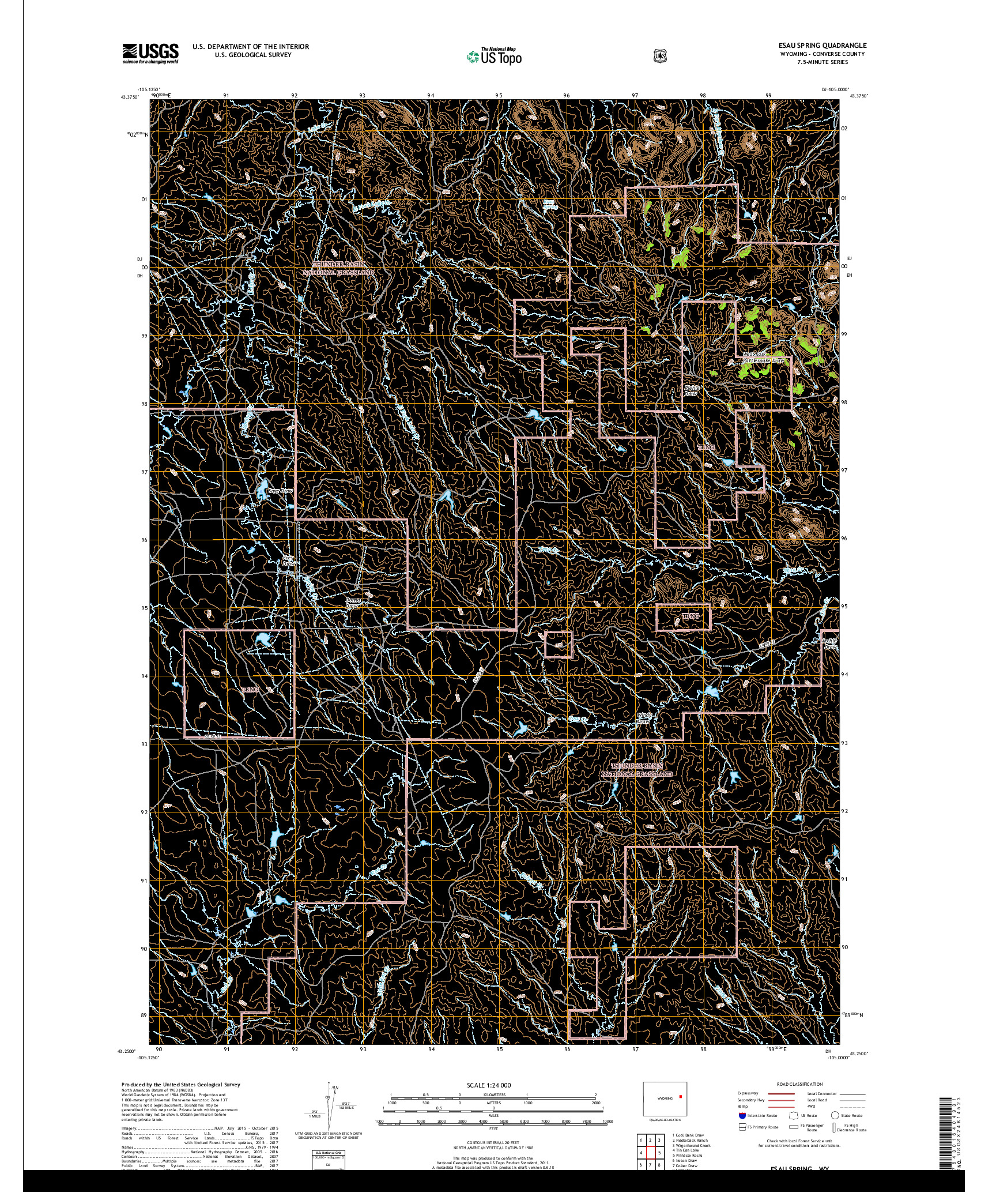 USGS US TOPO 7.5-MINUTE MAP FOR ESAU SPRING, WY 2018