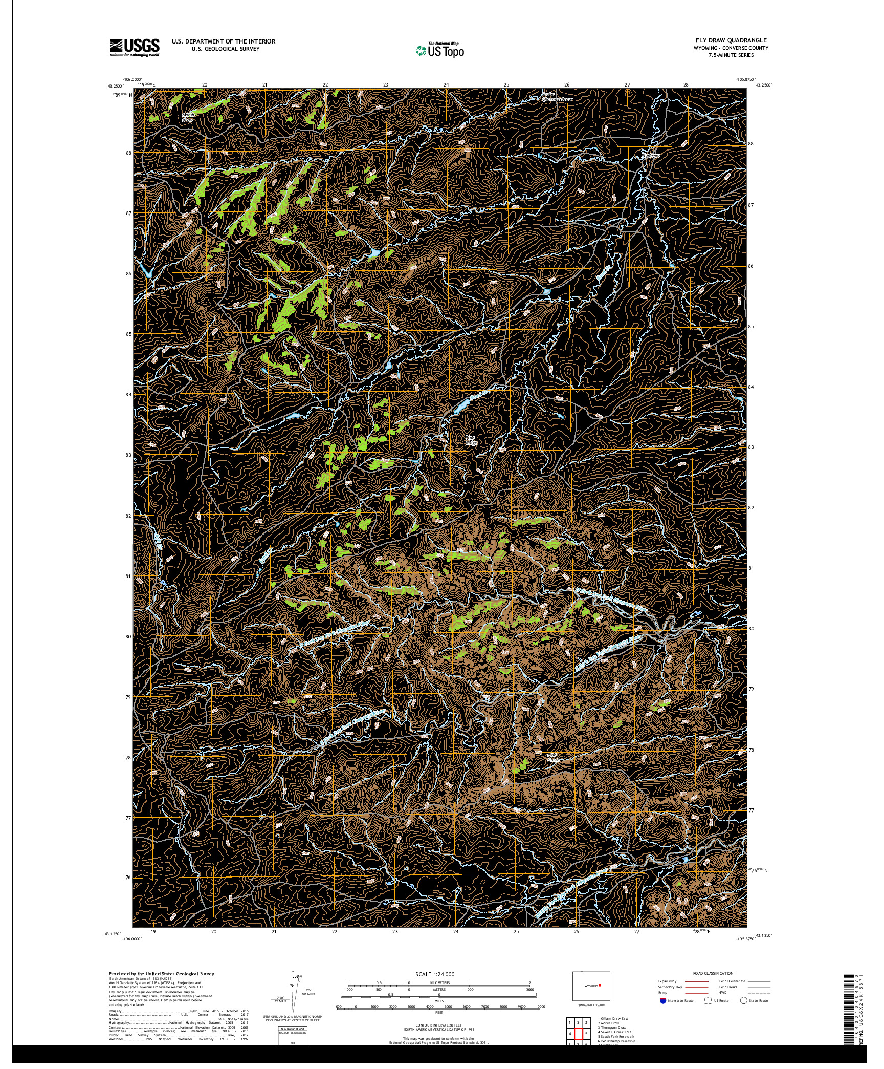 USGS US TOPO 7.5-MINUTE MAP FOR FLY DRAW, WY 2018