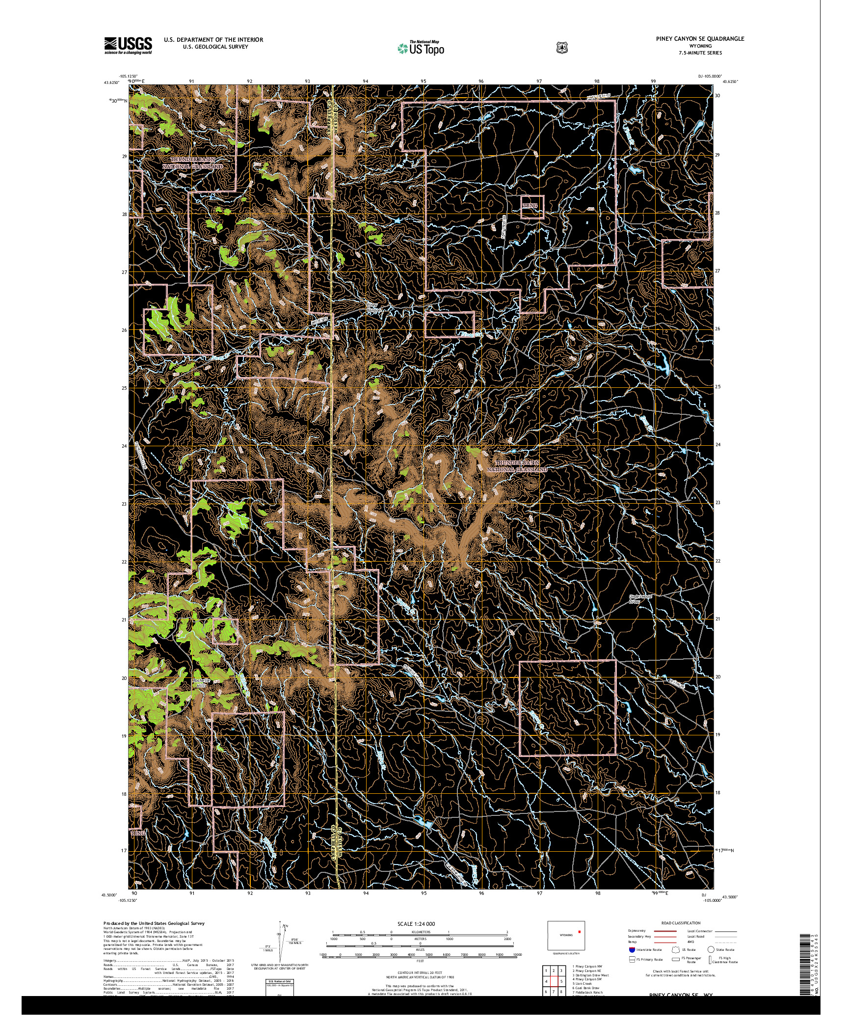 USGS US TOPO 7.5-MINUTE MAP FOR PINEY CANYON SE, WY 2018