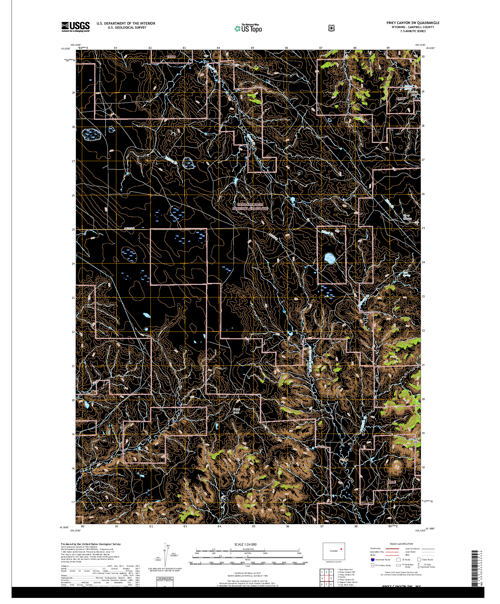 USGS US TOPO 7.5-MINUTE MAP FOR PINEY CANYON SW, WY 2018