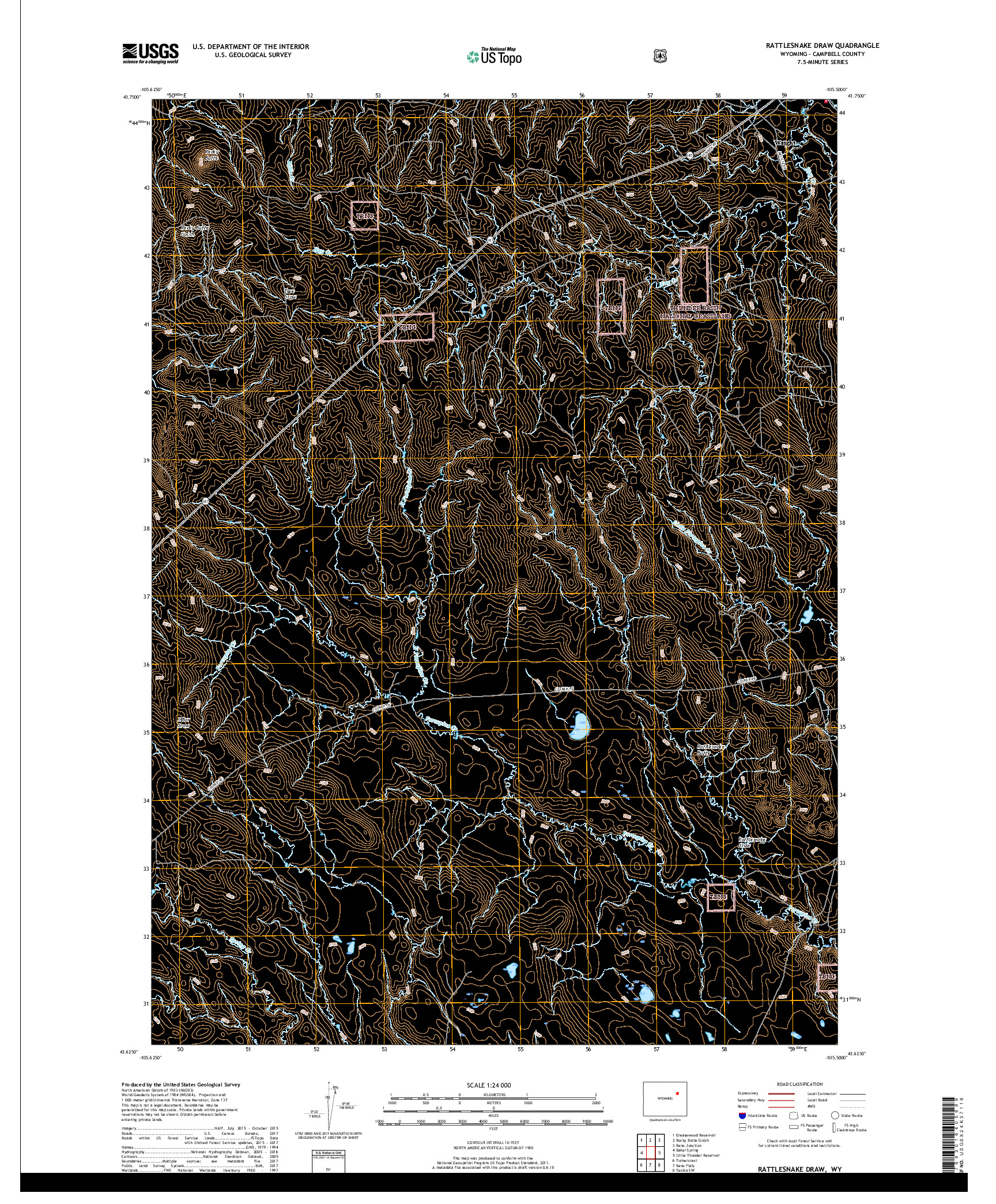 USGS US TOPO 7.5-MINUTE MAP FOR RATTLESNAKE DRAW, WY 2018