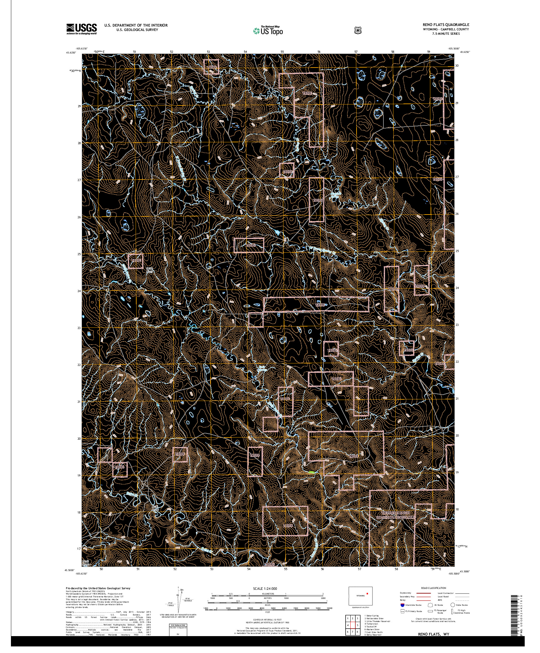 USGS US TOPO 7.5-MINUTE MAP FOR RENO FLATS, WY 2018