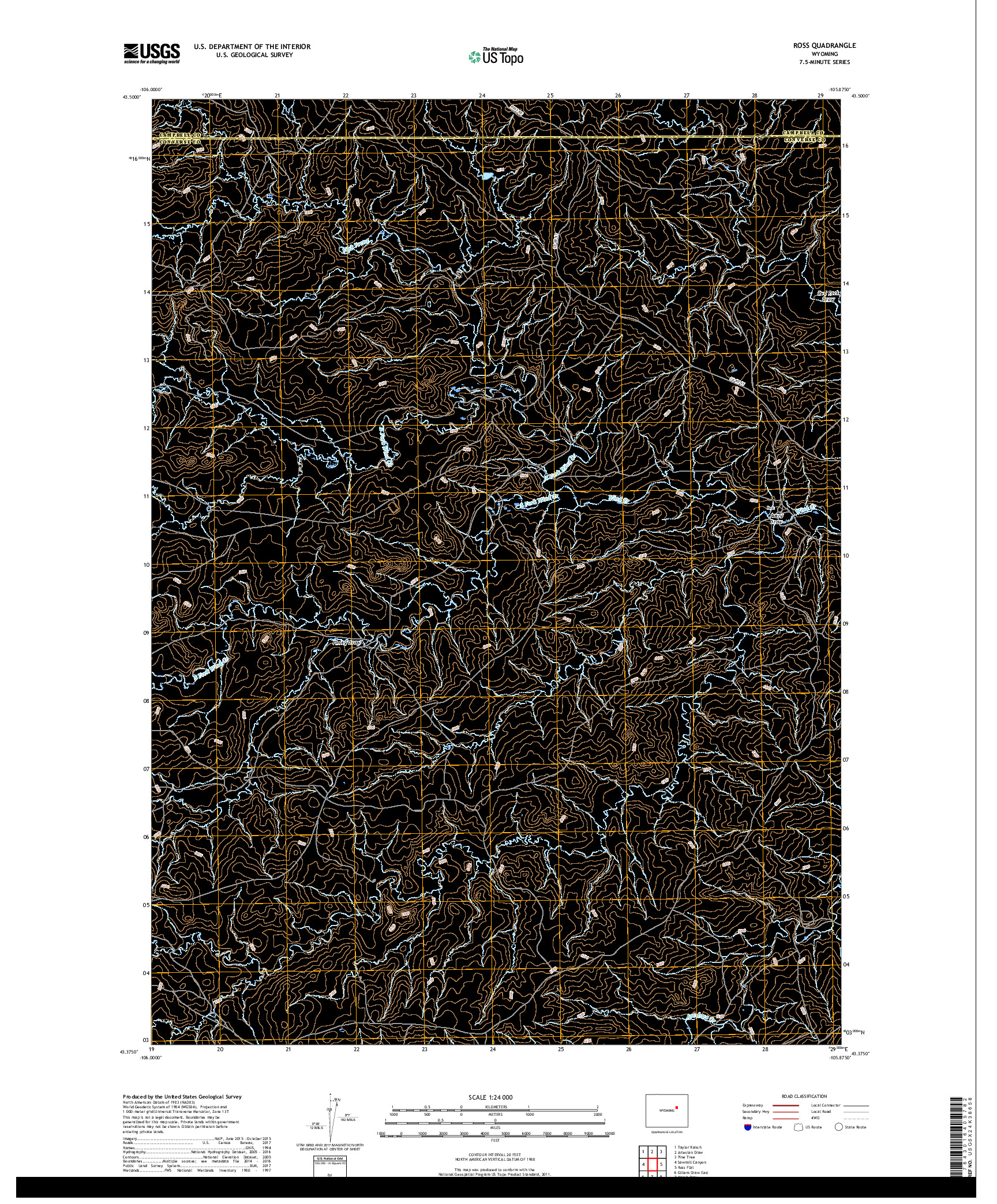 USGS US TOPO 7.5-MINUTE MAP FOR ROSS, WY 2018