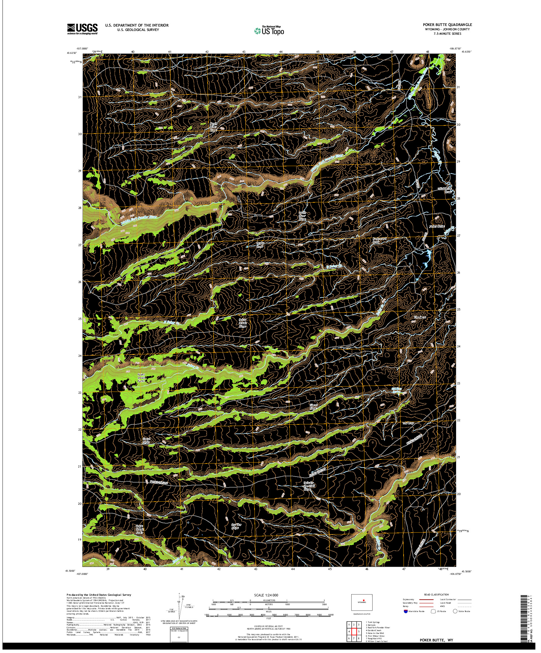 USGS US TOPO 7.5-MINUTE MAP FOR POKER BUTTE, WY 2018