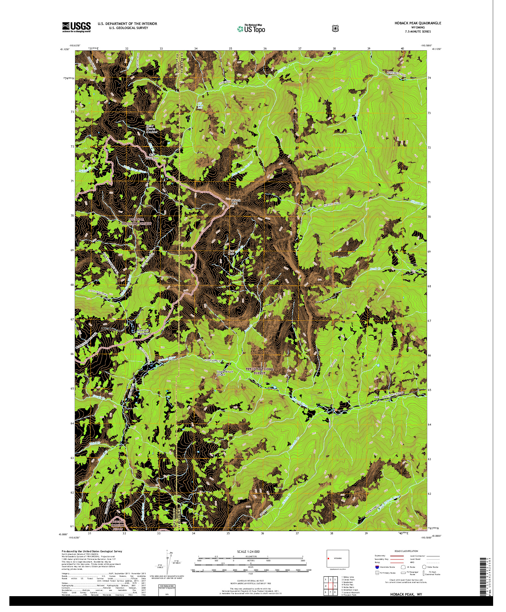 USGS US TOPO 7.5-MINUTE MAP FOR HOBACK PEAK, WY 2018