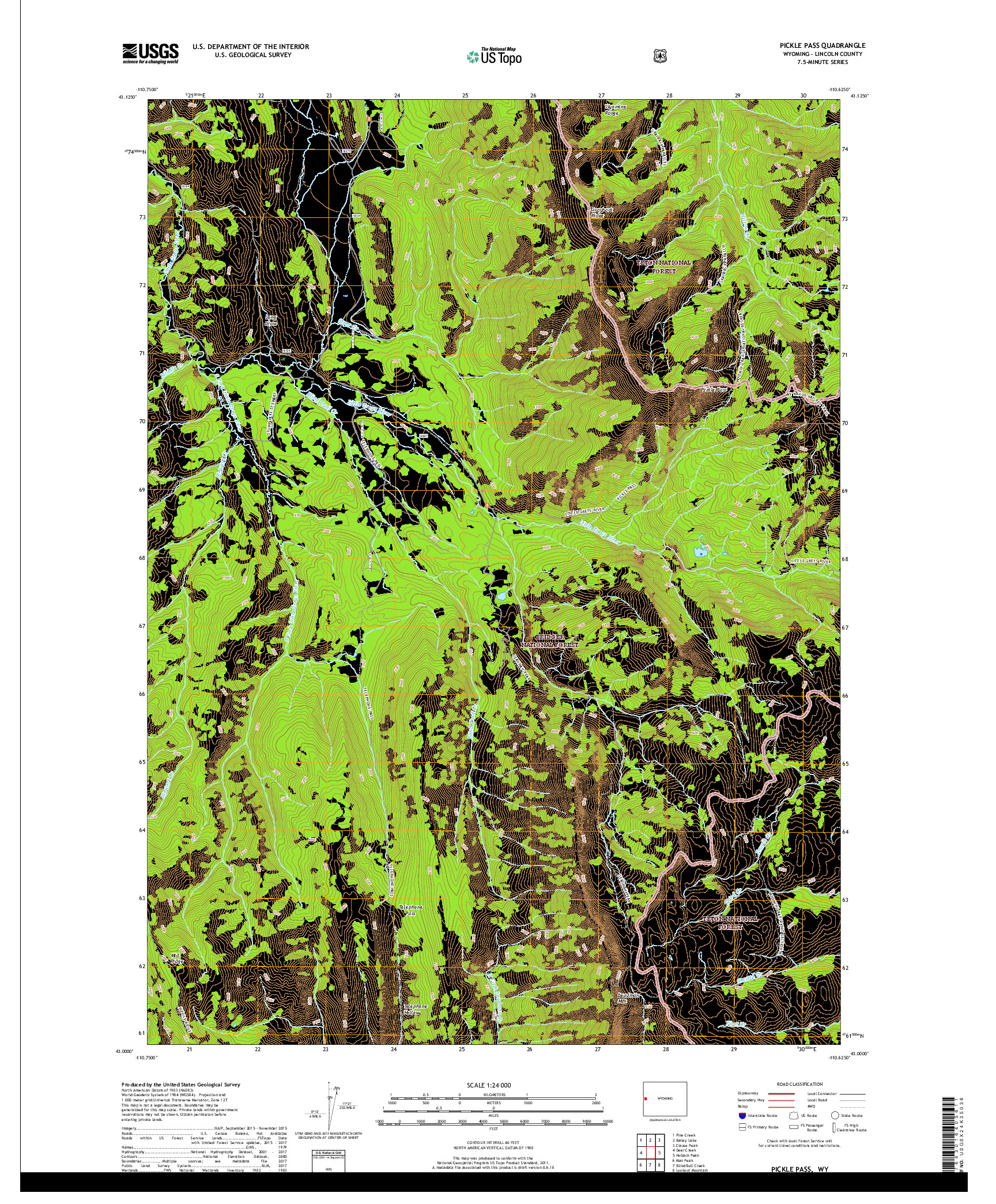 USGS US TOPO 7.5-MINUTE MAP FOR PICKLE PASS, WY 2018